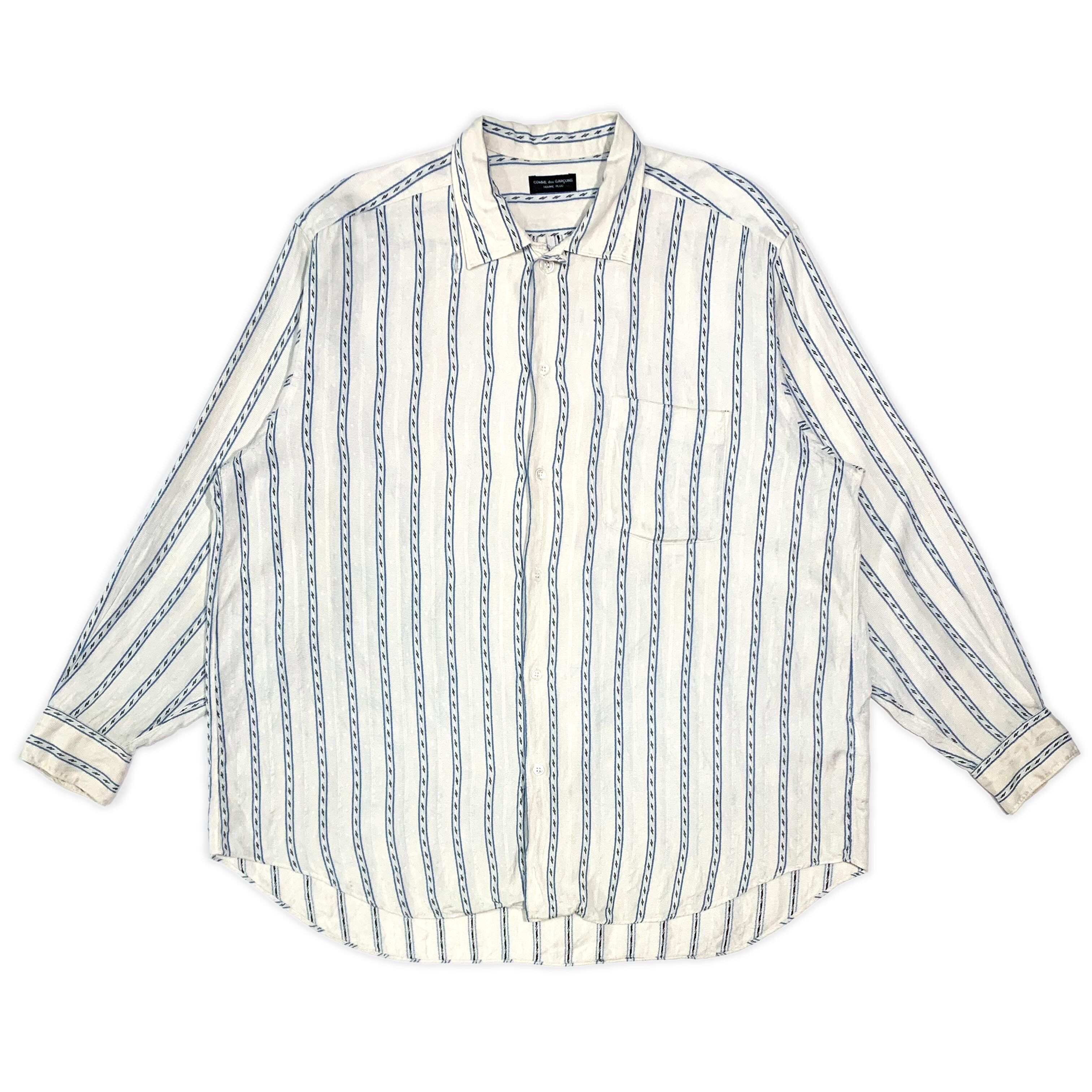 Pre-owned Comme Des Garcons X Comme Des Garcons Homme Plus Ss88 Striped Silk Shirt In White