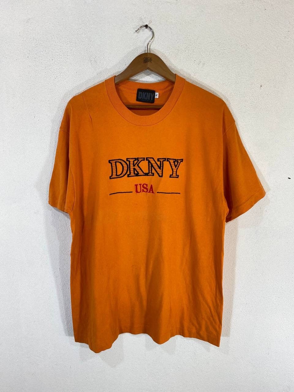 image of Dkny Spellout Orange Tshirt Embroided Logo, Men's (Size XL)
