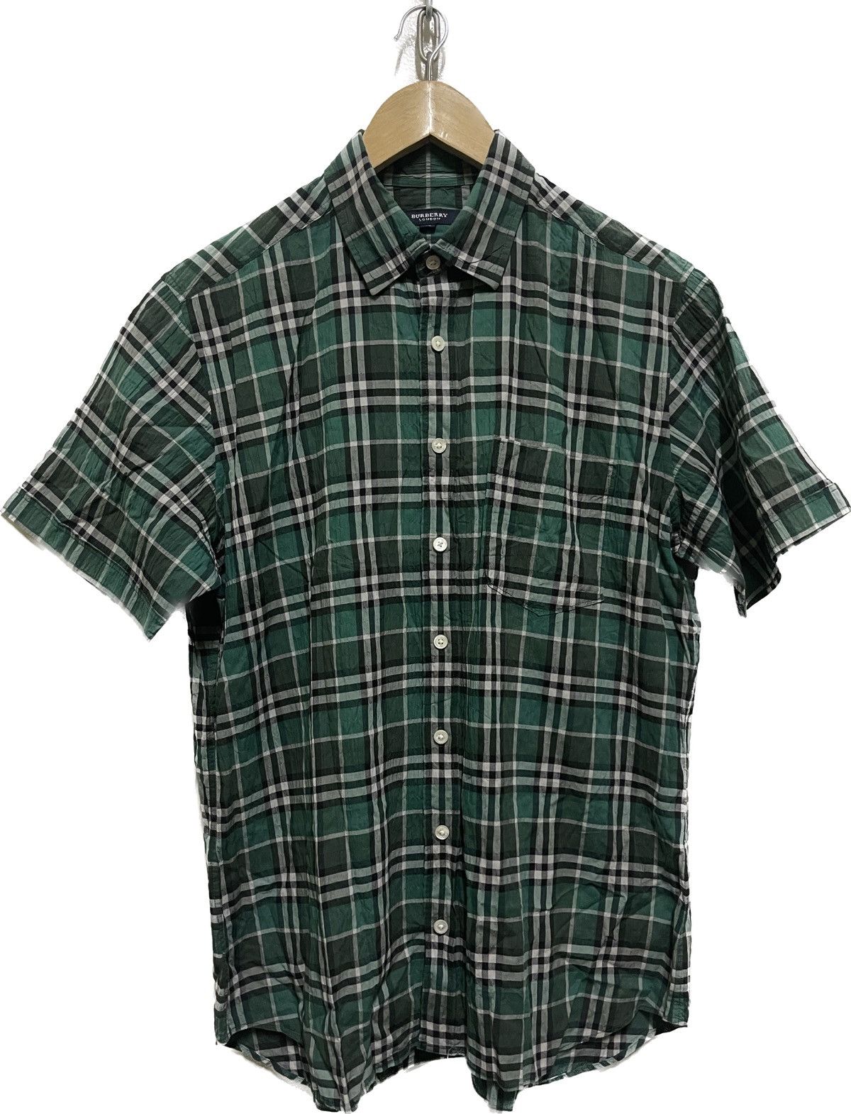 Burberry × Vintage Burberry Nova Check Single Pocket Button Up Short Sleeve Size US M / EU 48-50 / 2 - 1 Thumbnail