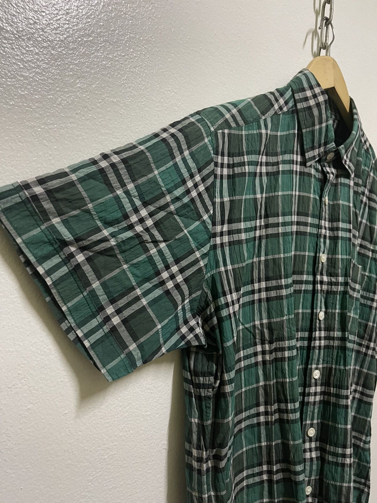 Burberry × Vintage Burberry Nova Check Single Pocket Button Up Short Sleeve Size US M / EU 48-50 / 2 - 2 Thumbnail