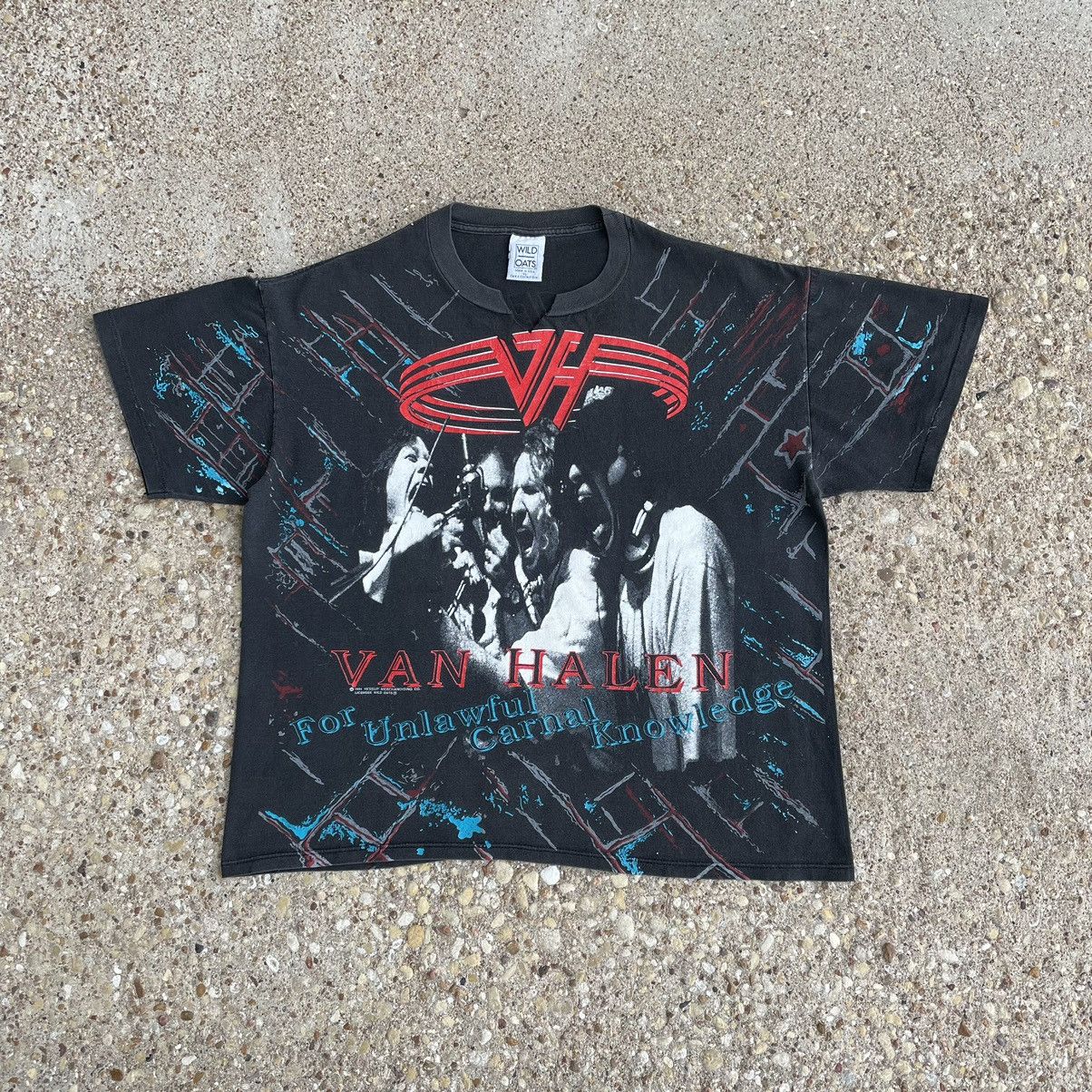 Crazy vintage 1991 Van Halen all over print band tee tshirt  