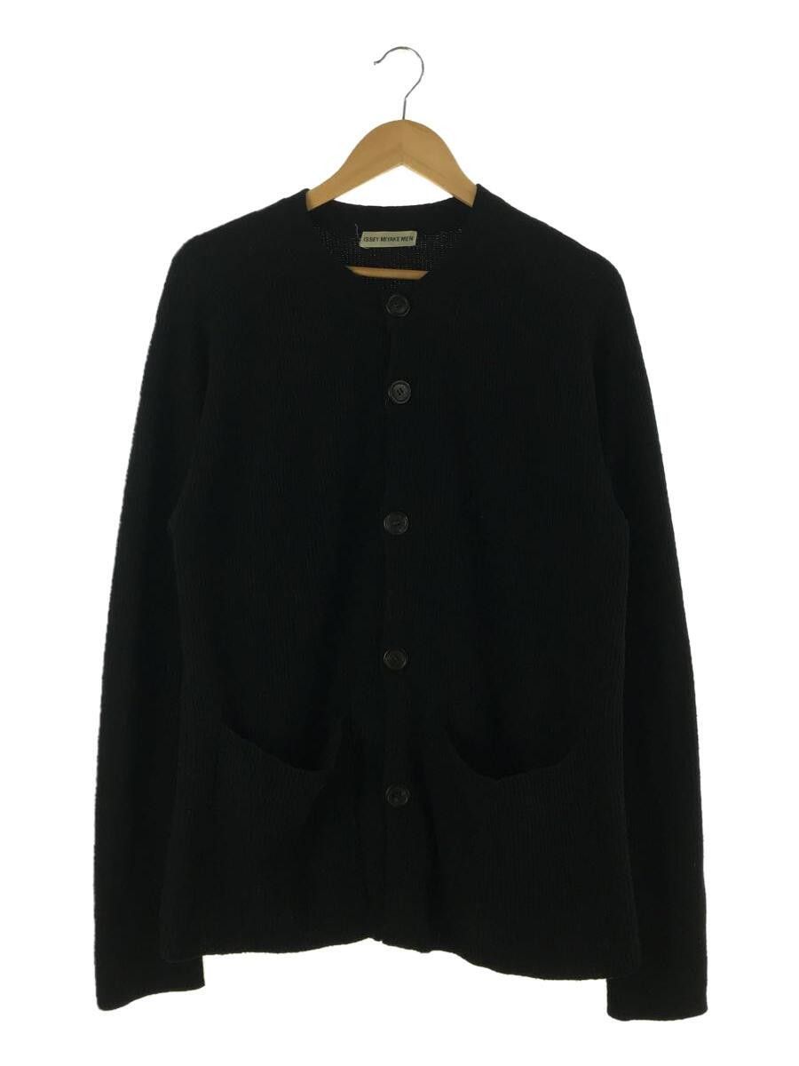 image of Issey Miyake Ribbed Wool Knit Cardigan in Black, Men's (Size Large)