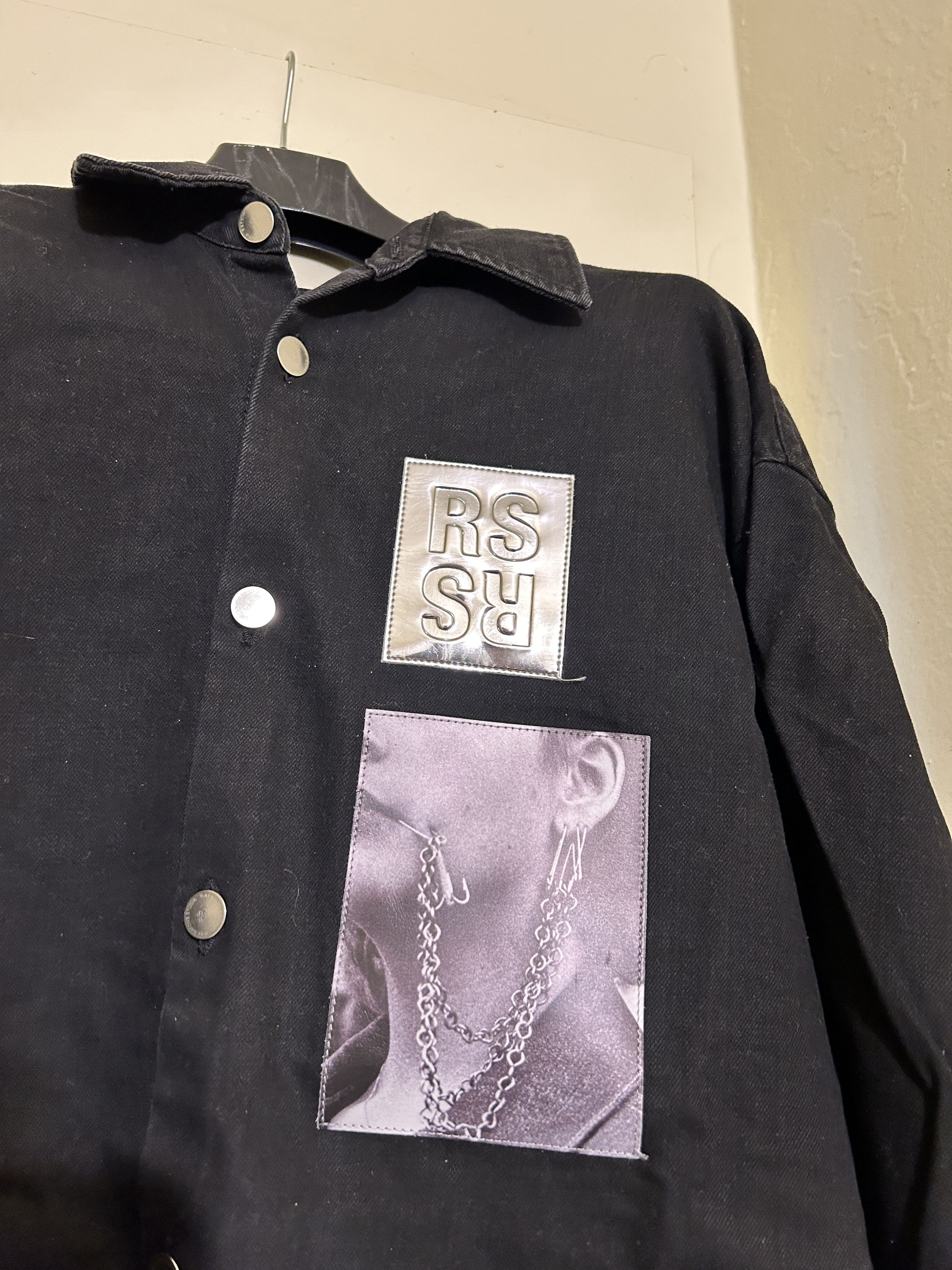 Raf Simons Oversized Denim Button Shirt Patch Punk Robert