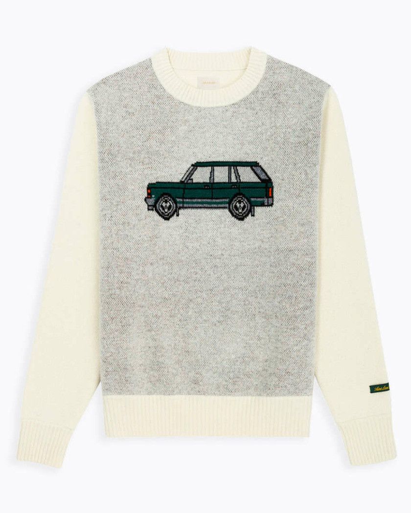 image of Aime Leon Dore Car Knit Sweater Parmesan Cream "jeep", Men's (Size Small)
