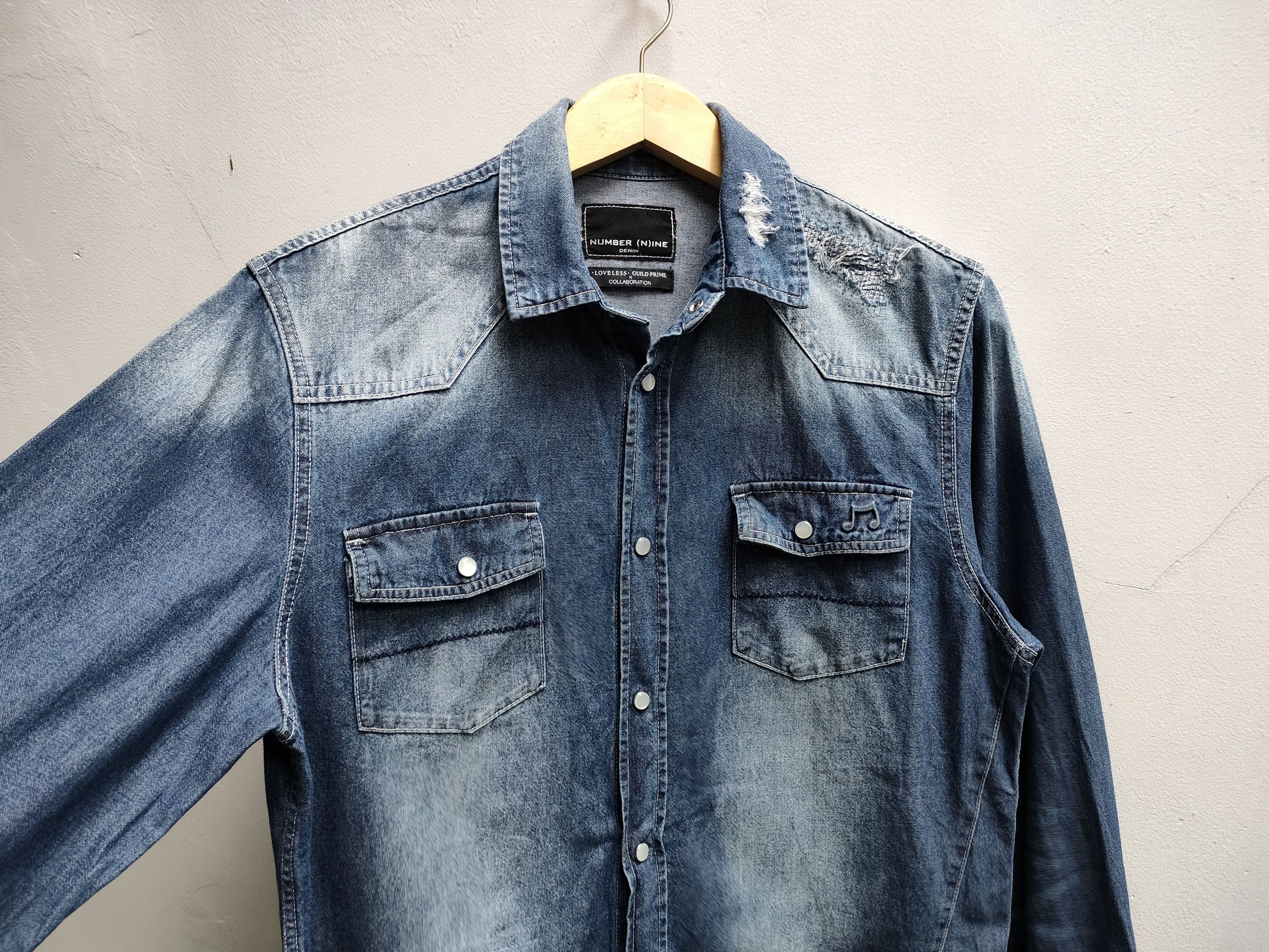 Number (N)ine Numbernine X Loveless Guild Prime Distressed Denim Shirt Size US M / EU 48-50 / 2 - 11 Thumbnail