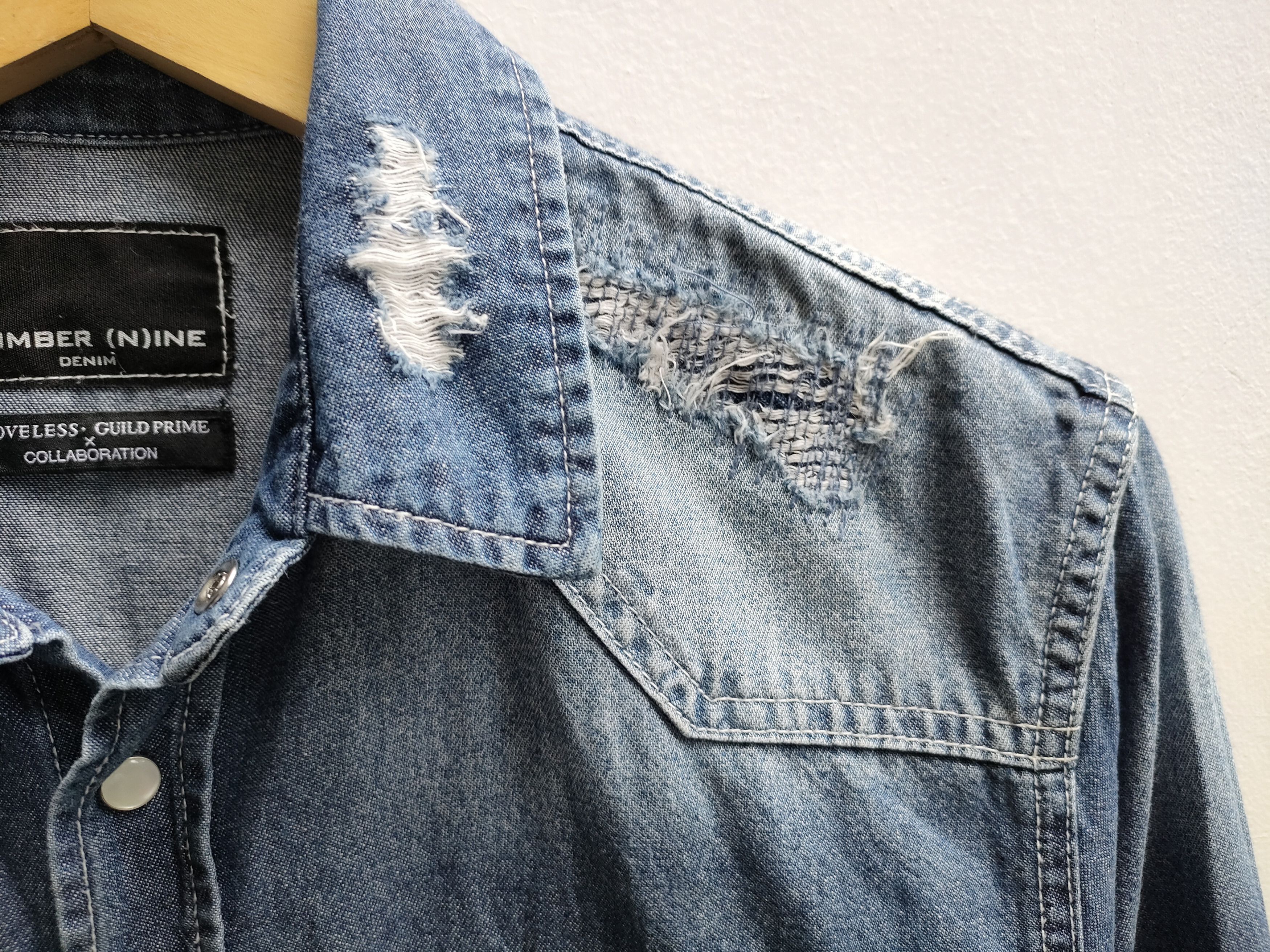 Number (N)ine Numbernine X Loveless Guild Prime Distressed Denim Shirt Size US M / EU 48-50 / 2 - 10 Thumbnail