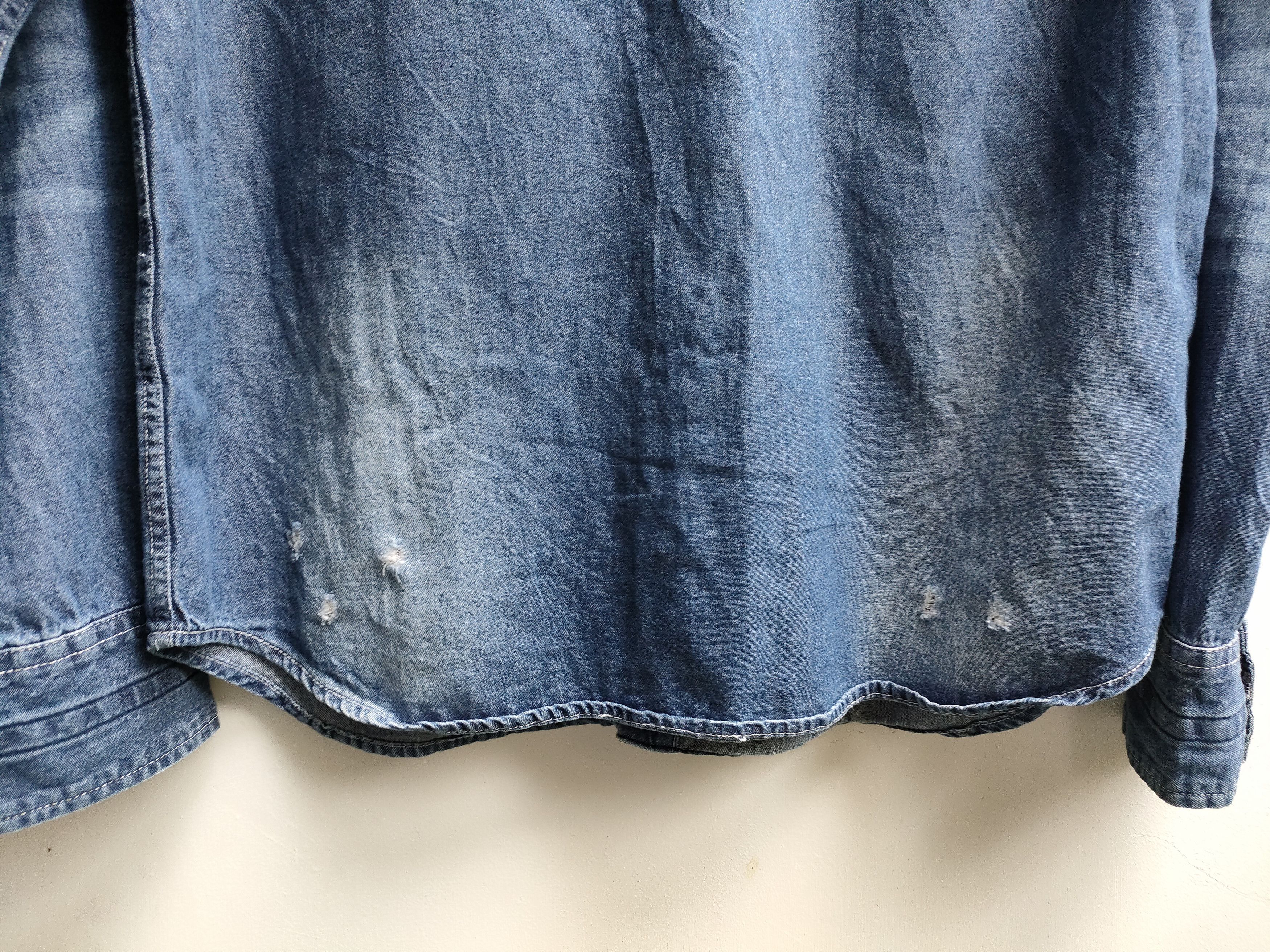 Number (N)ine Numbernine X Loveless Guild Prime Distressed Denim Shirt Size US M / EU 48-50 / 2 - 8 Thumbnail