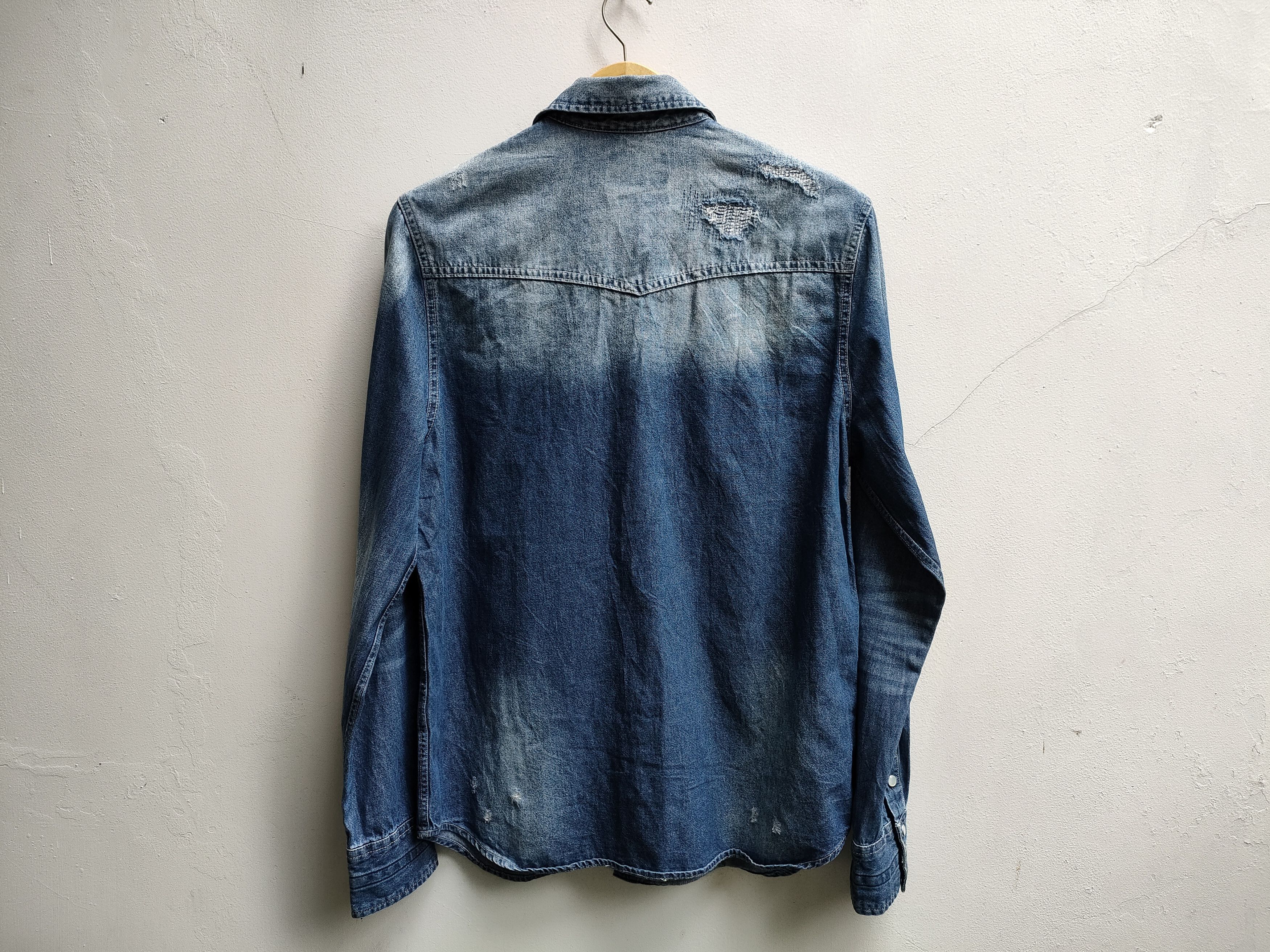 Number (N)ine Numbernine X Loveless Guild Prime Distressed Denim Shirt Size US M / EU 48-50 / 2 - 2 Thumbnail