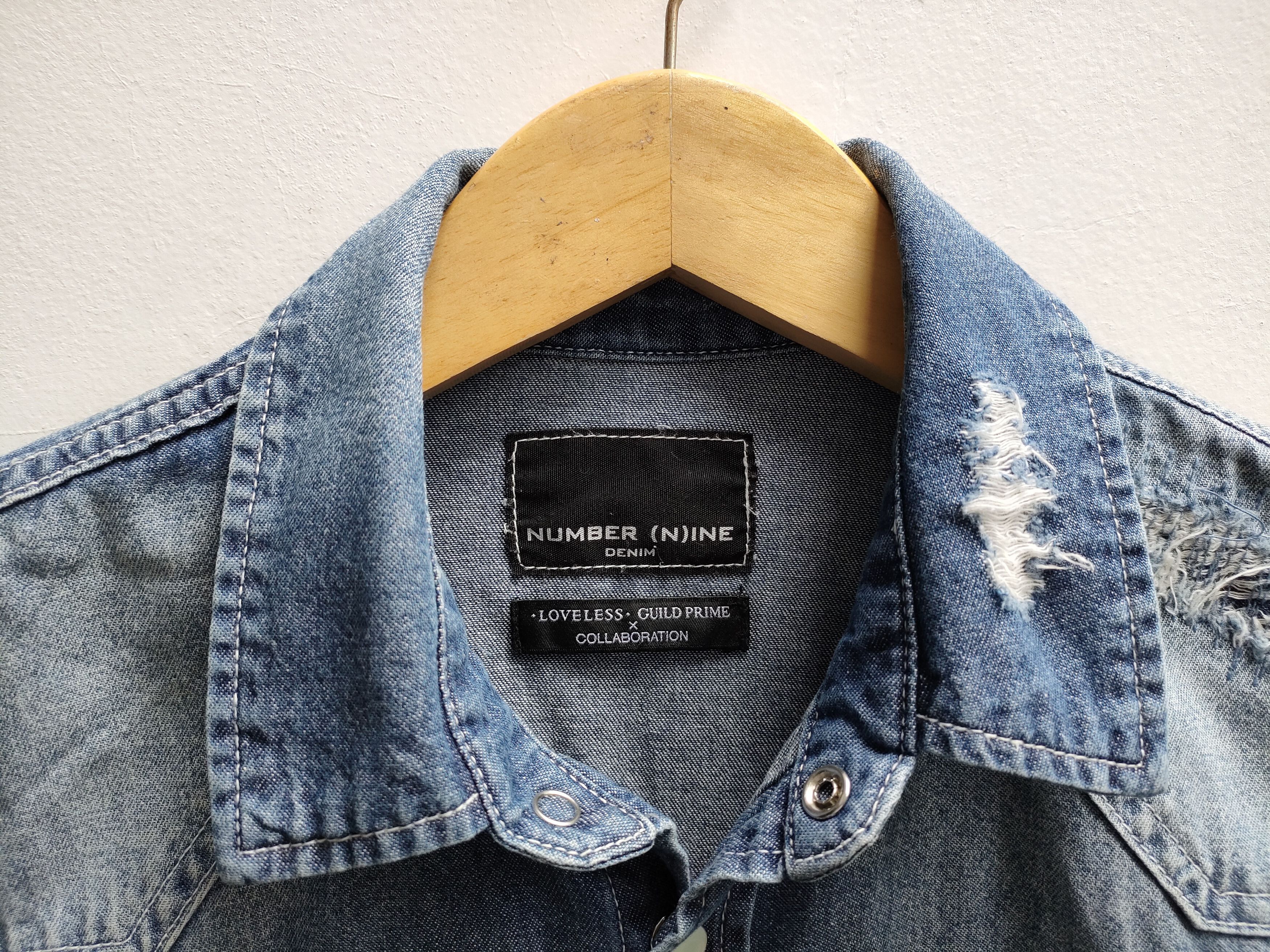 Number (N)ine Numbernine X Loveless Guild Prime Distressed Denim Shirt Size US M / EU 48-50 / 2 - 5 Thumbnail