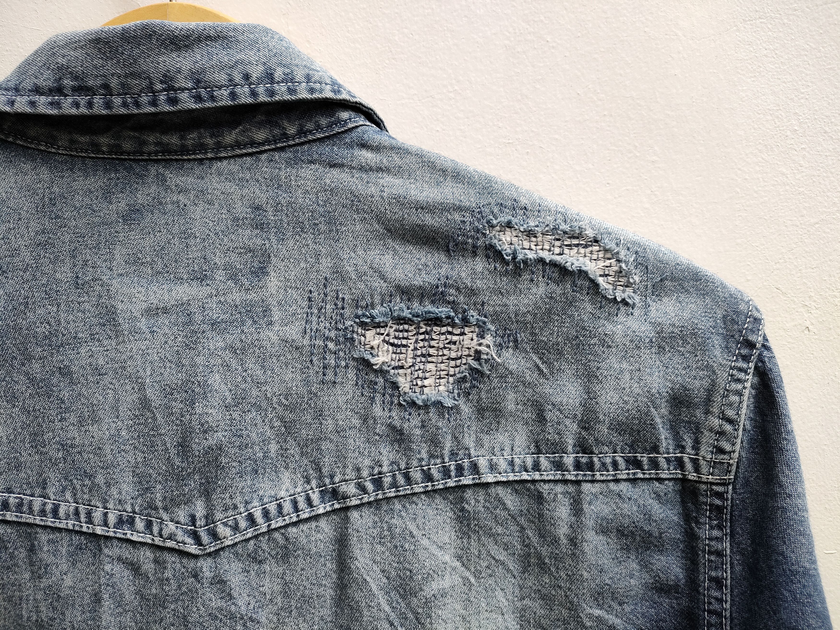 Number (N)ine Numbernine X Loveless Guild Prime Distressed Denim Shirt Size US M / EU 48-50 / 2 - 9 Thumbnail
