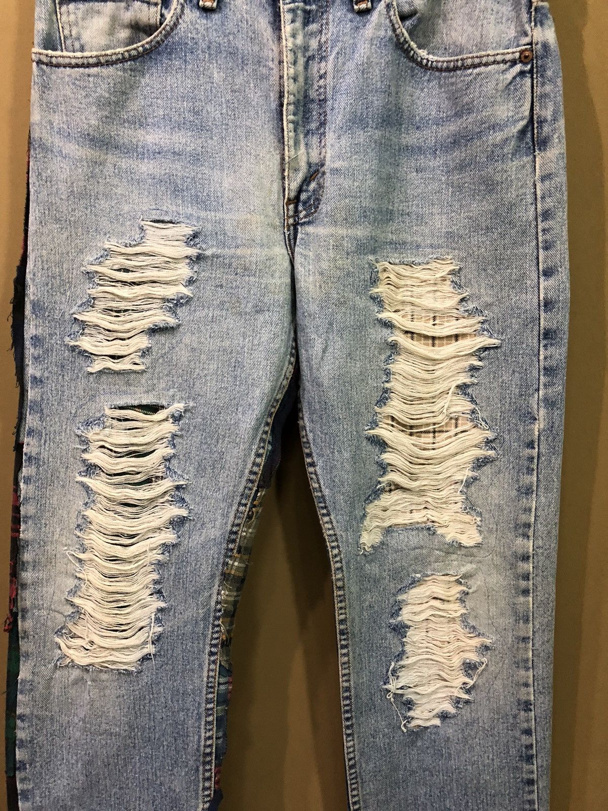 Levi's Vintage Levis 505 Custom Patchwork Distressed Denim Jeans Size US 32 / EU 48 - 6 Thumbnail