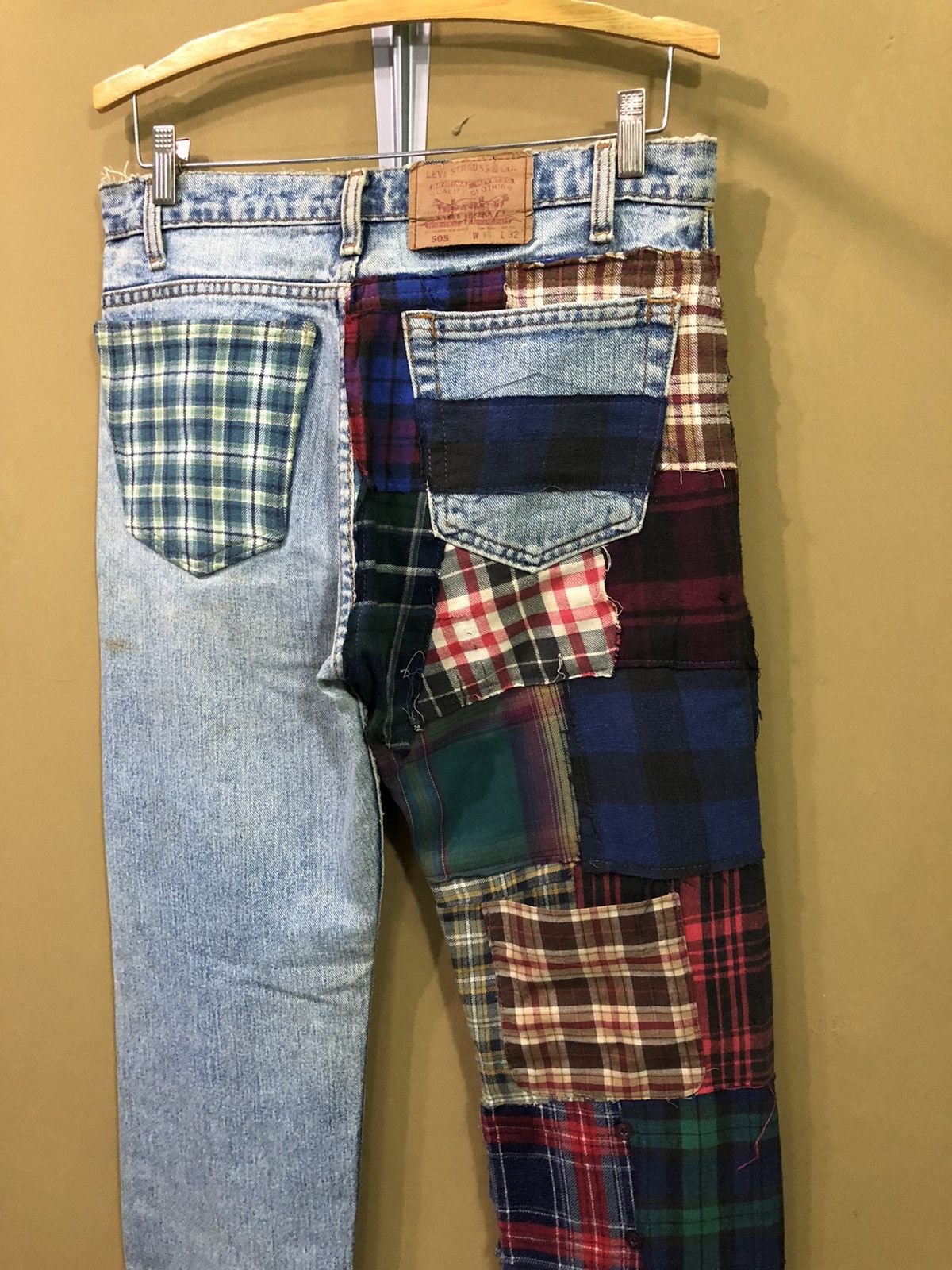 Levi's Vintage Levis 505 Custom Patchwork Distressed Denim Jeans Size US 32 / EU 48 - 2 Thumbnail