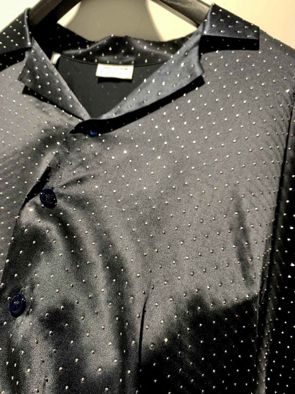 Saint Laurent Paris SS20 Tie-Up Micro Studs Embellished Satin Shirt Sz41 Size US M / EU 48-50 / 2 - 4 Thumbnail