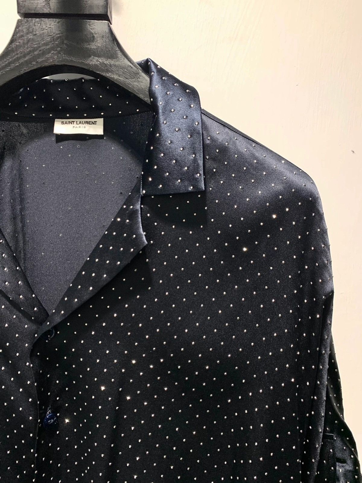 Saint Laurent Paris SS20 Tie-Up Micro Studs Embellished Satin Shirt Sz41 Size US M / EU 48-50 / 2 - 2 Thumbnail