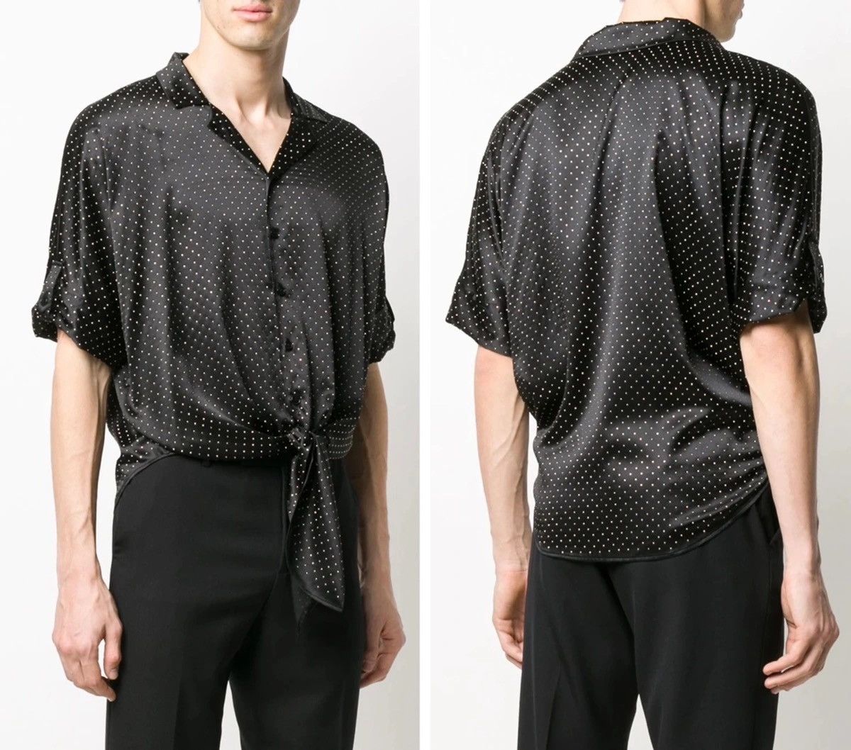 Saint Laurent Paris SS20 Tie-Up Micro Studs Embellished Satin Shirt Sz41 Size US M / EU 48-50 / 2 - 17 Thumbnail