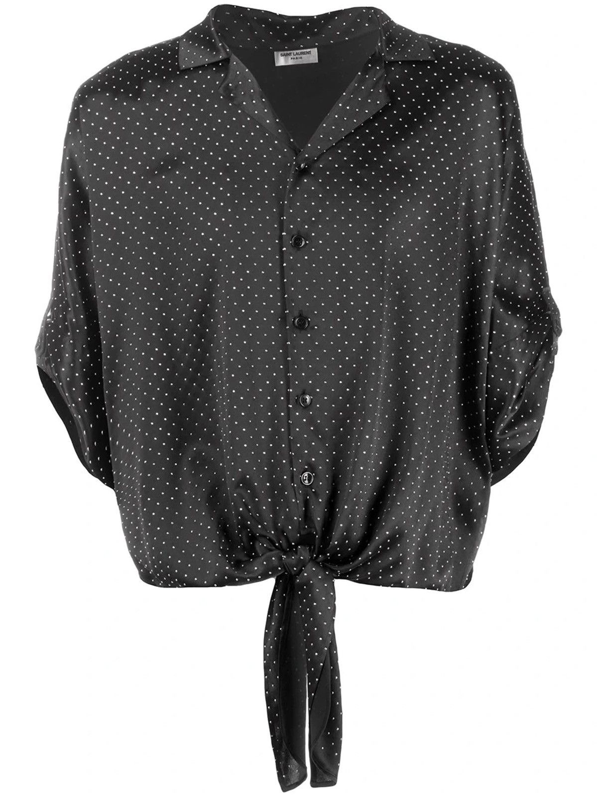 Saint Laurent Paris SS20 Tie-Up Micro Studs Embellished Satin Shirt Sz41 Size US M / EU 48-50 / 2 - 15 Thumbnail