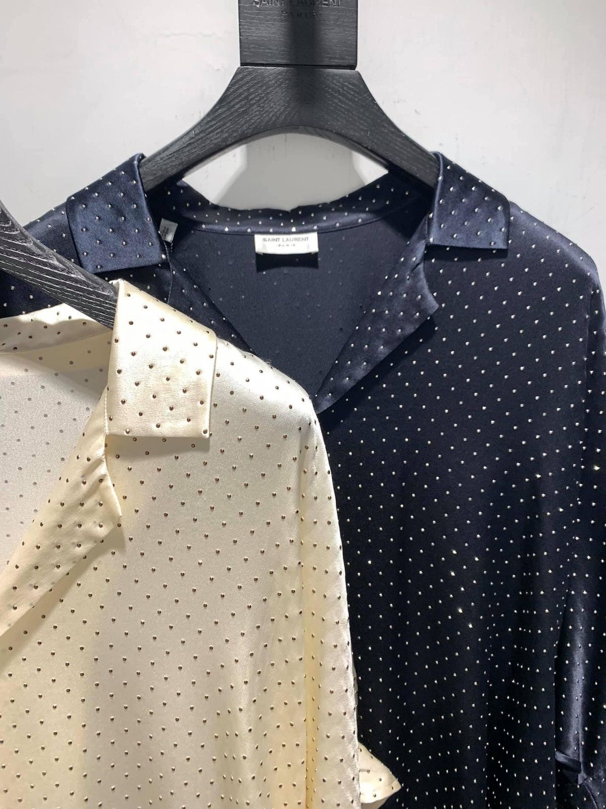 Saint Laurent Paris SS20 Tie-Up Micro Studs Embellished Satin Shirt Sz41 Size US M / EU 48-50 / 2 - 6 Thumbnail