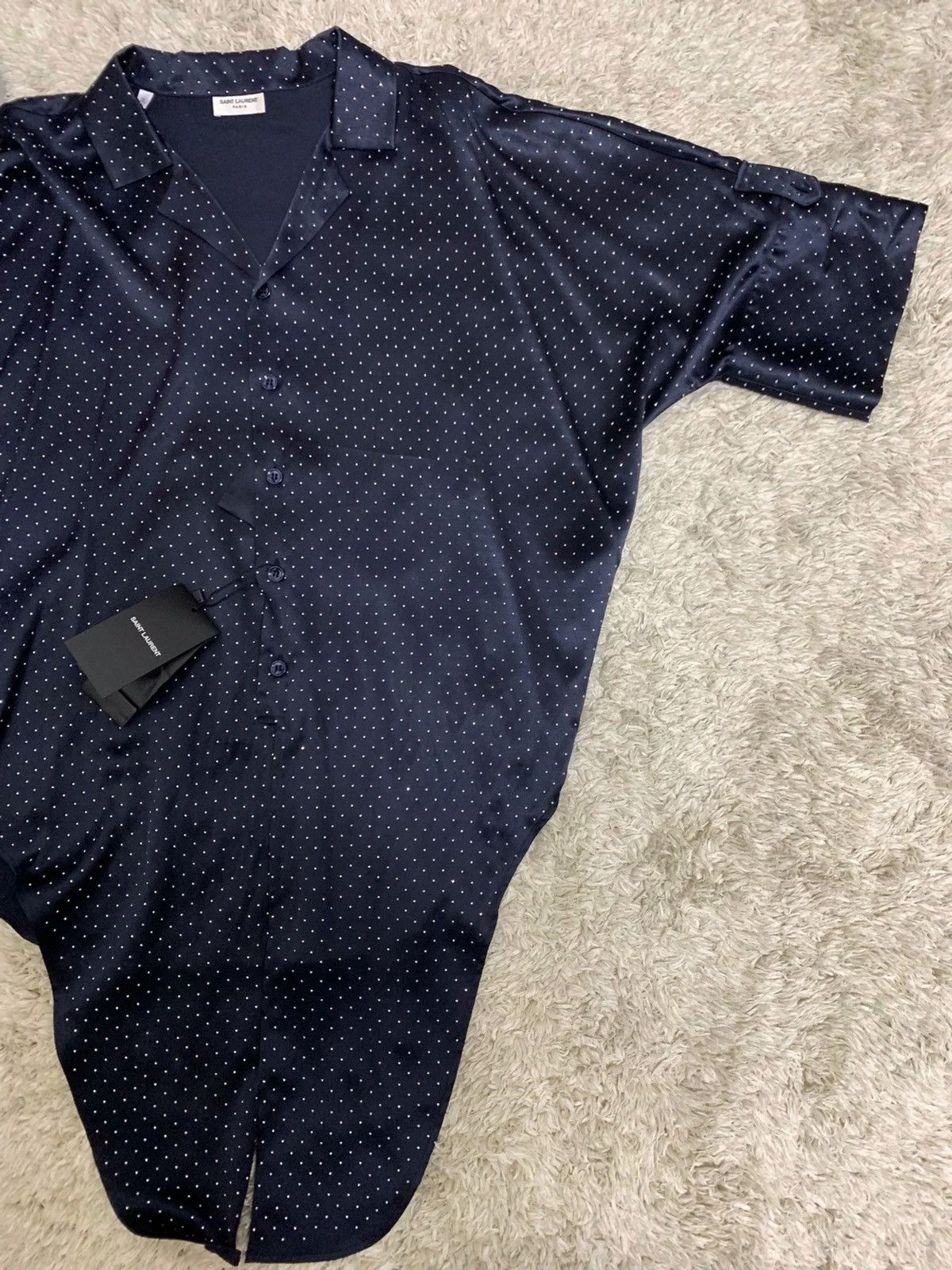 Saint Laurent Paris SS20 Tie-Up Micro Studs Embellished Satin Shirt Sz41 Size US M / EU 48-50 / 2 - 10 Thumbnail
