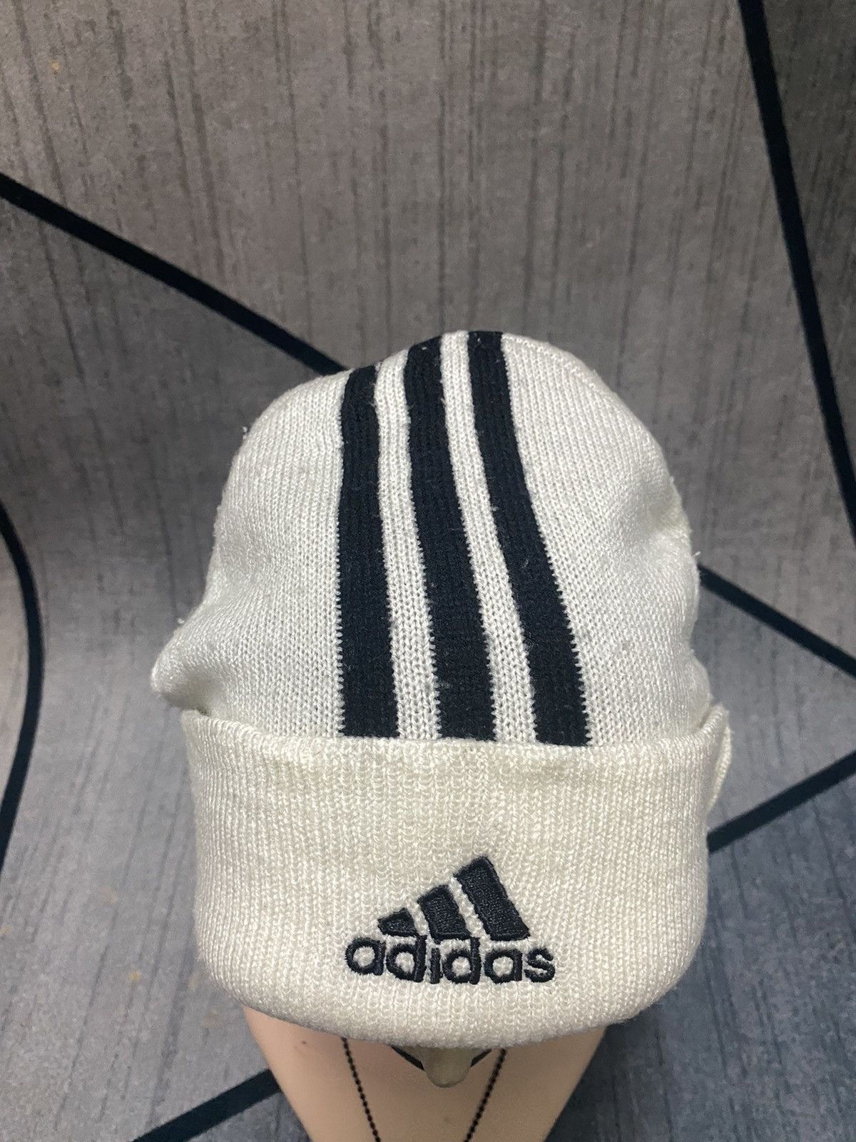 Adidas Adidas Stripes Embroidered Logo Beanie Hat Size ONE SIZE - 2 Thumbnail