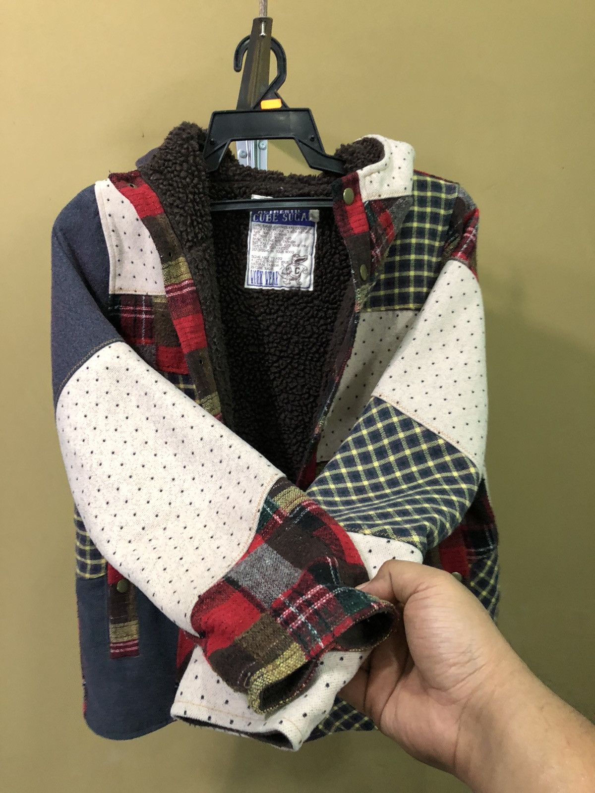 Japanese Brand × Vintage Vintage Cube Sugar Patch Work Wool Hoodie Jacket Size US S / EU 44-46 / 1 - 8 Thumbnail