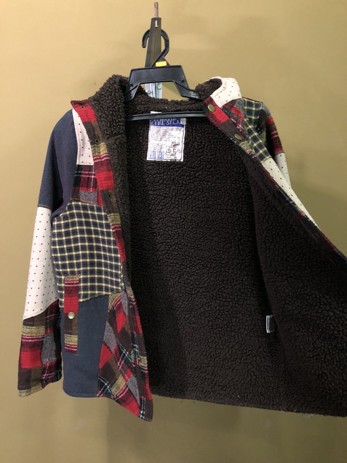 Japanese Brand × Vintage Vintage Cube Sugar Patch Work Wool Hoodie Jacket Size US S / EU 44-46 / 1 - 5 Thumbnail