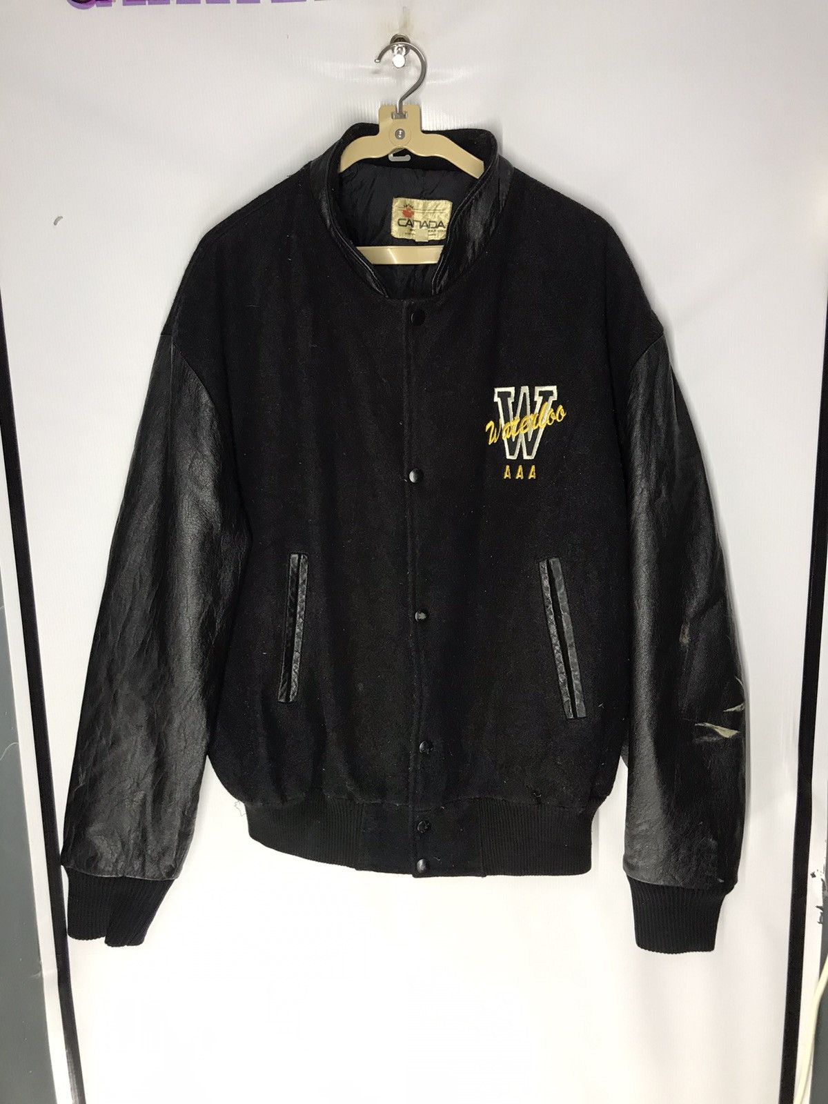 Vintage 🔥best offer🔥Vintage Canada sportwear wool leather sleeve Size US XL / EU 56 / 4 - 8 Thumbnail
