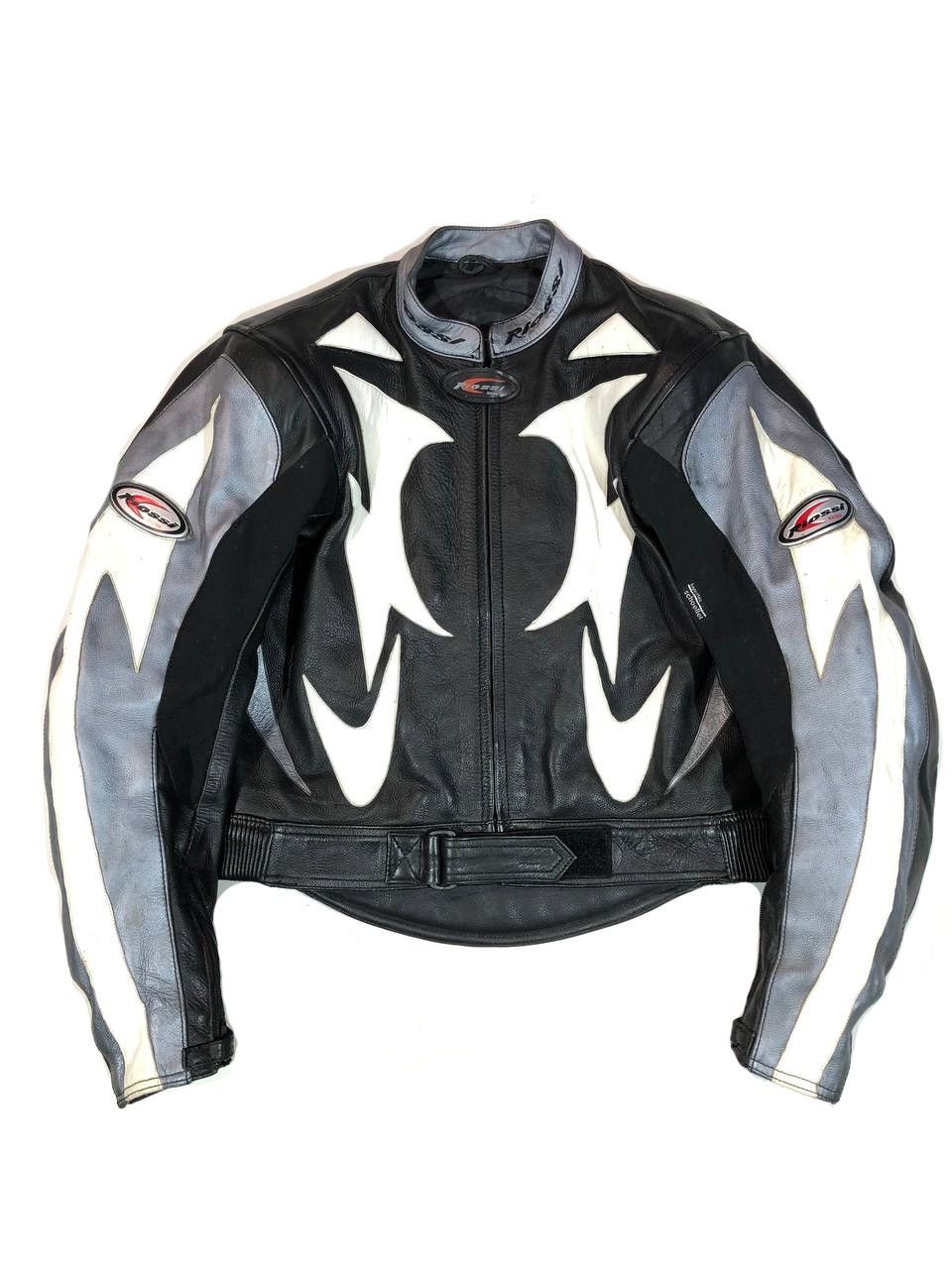 Pre-owned Leather Jacket X Moto Riossi Moto Leather Racing Jacket In Grey