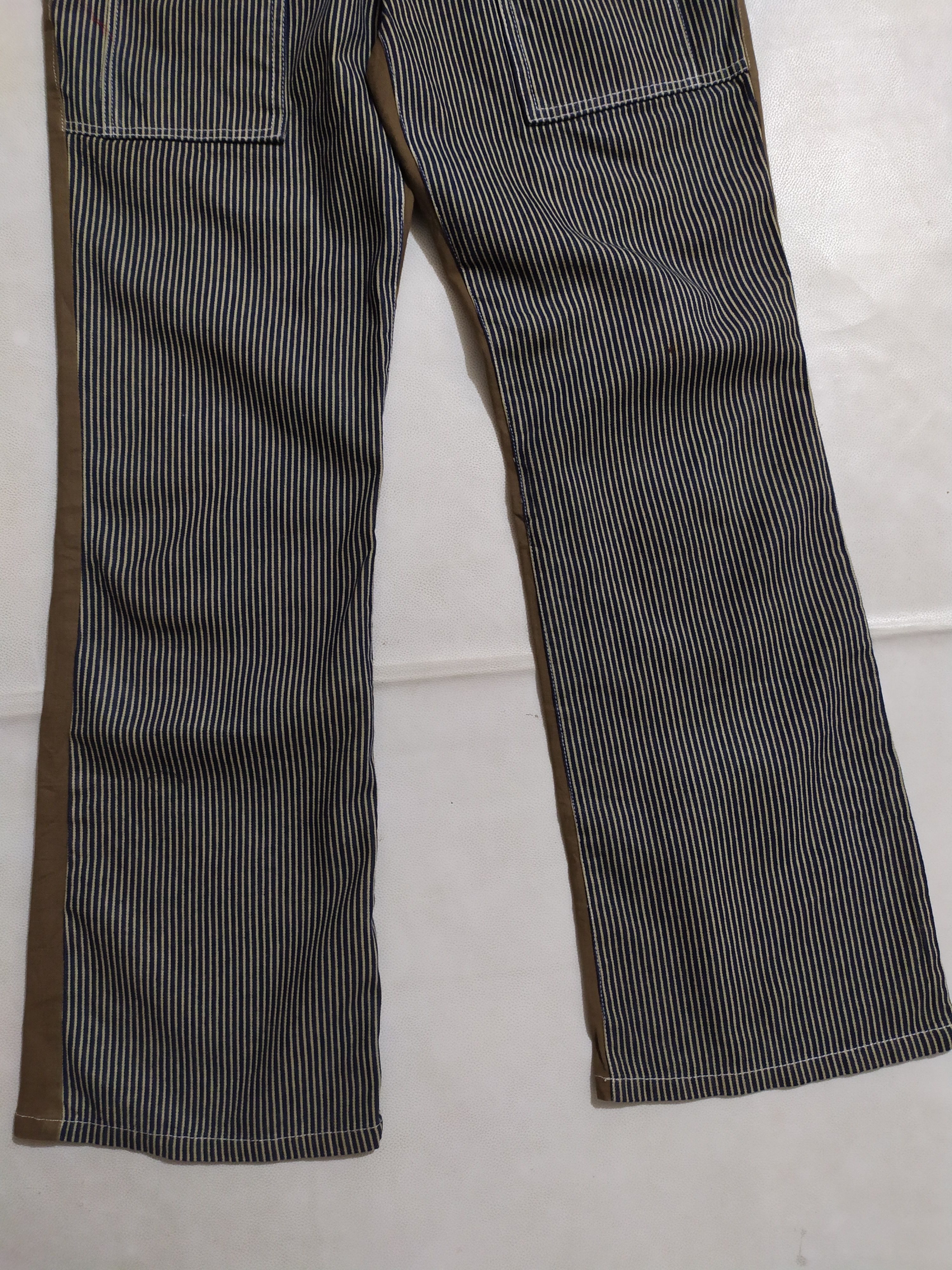 Japanese Brand 🔥Lesporti Stripe Hickory Bush flare Pants 2 Tone Brown Size US 30 / EU 46 - 3 Thumbnail