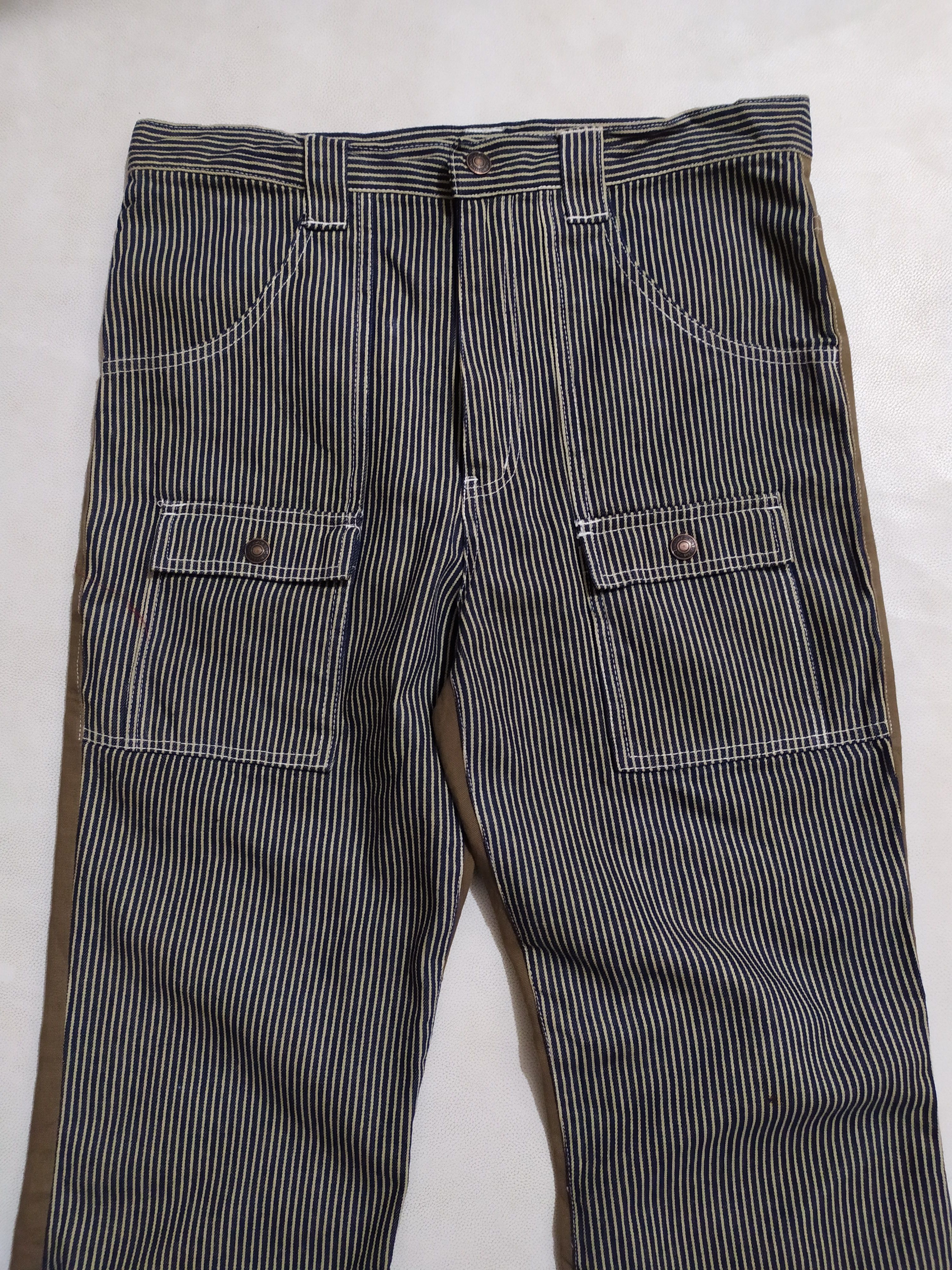 Japanese Brand 🔥Lesporti Stripe Hickory Bush flare Pants 2 Tone Brown Size US 30 / EU 46 - 2 Thumbnail