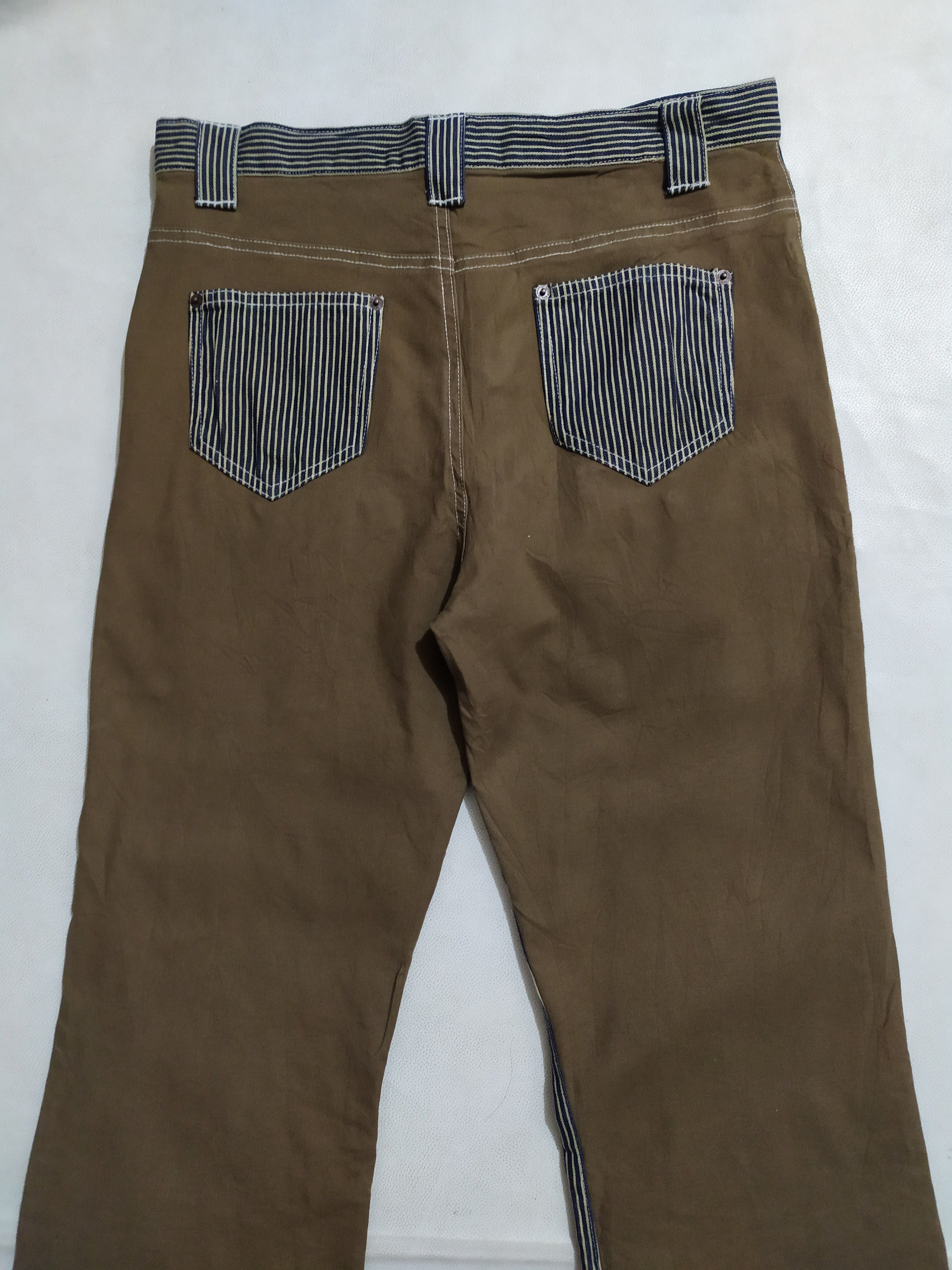 Japanese Brand 🔥Lesporti Stripe Hickory Bush flare Pants 2 Tone Brown Size US 30 / EU 46 - 6 Thumbnail