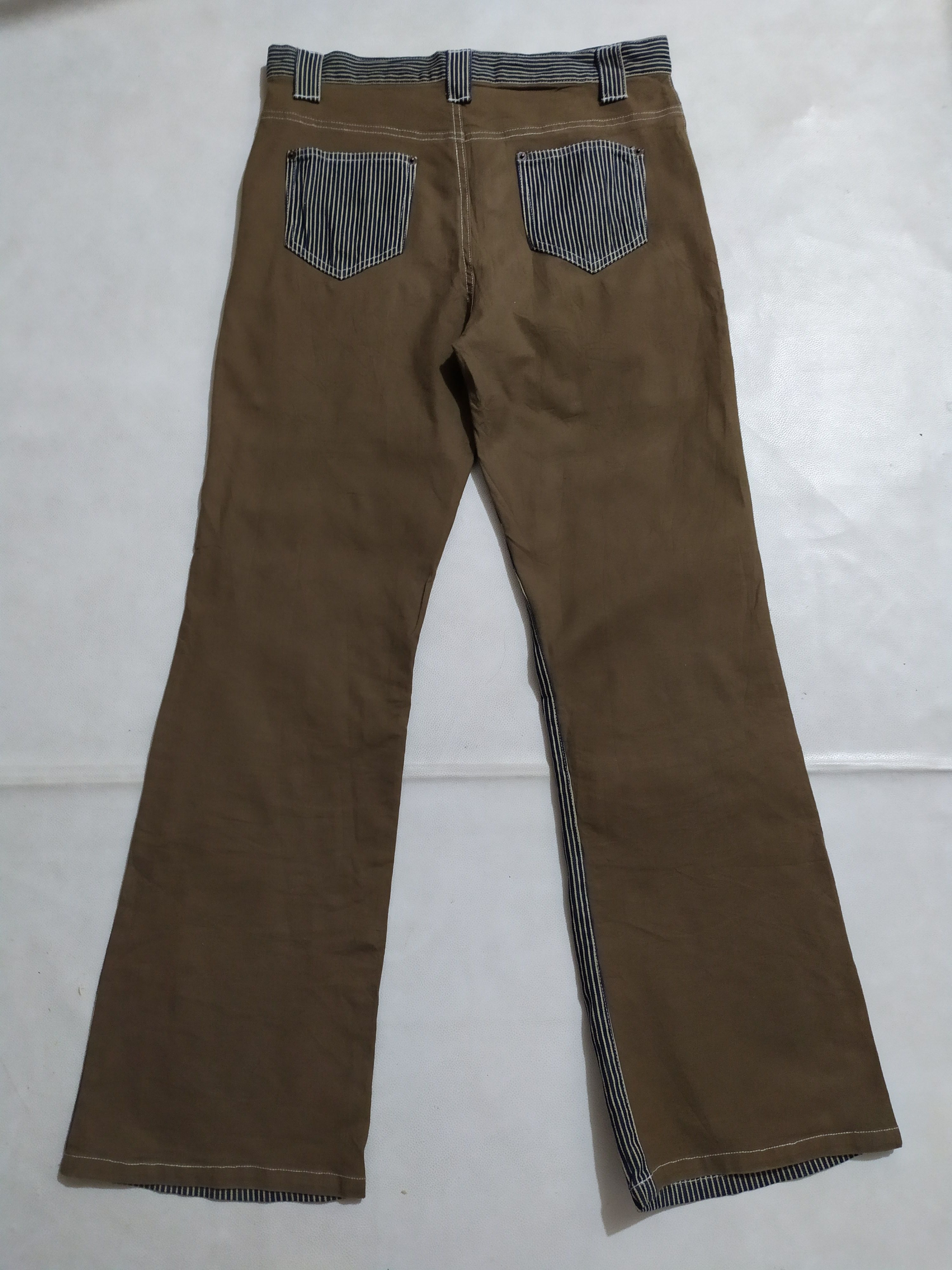 Japanese Brand 🔥Lesporti Stripe Hickory Bush flare Pants 2 Tone Brown Size US 30 / EU 46 - 5 Thumbnail