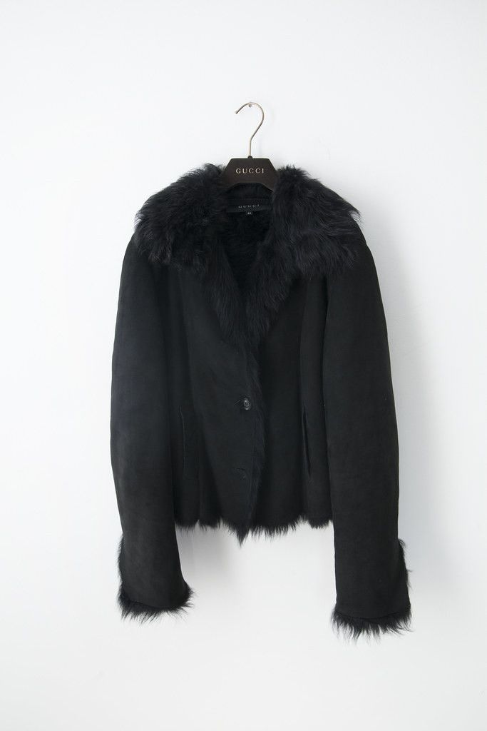 image of Gucci x Tom Ford Aw99 Shearling Jacket in Black, Women's (Size Medium)