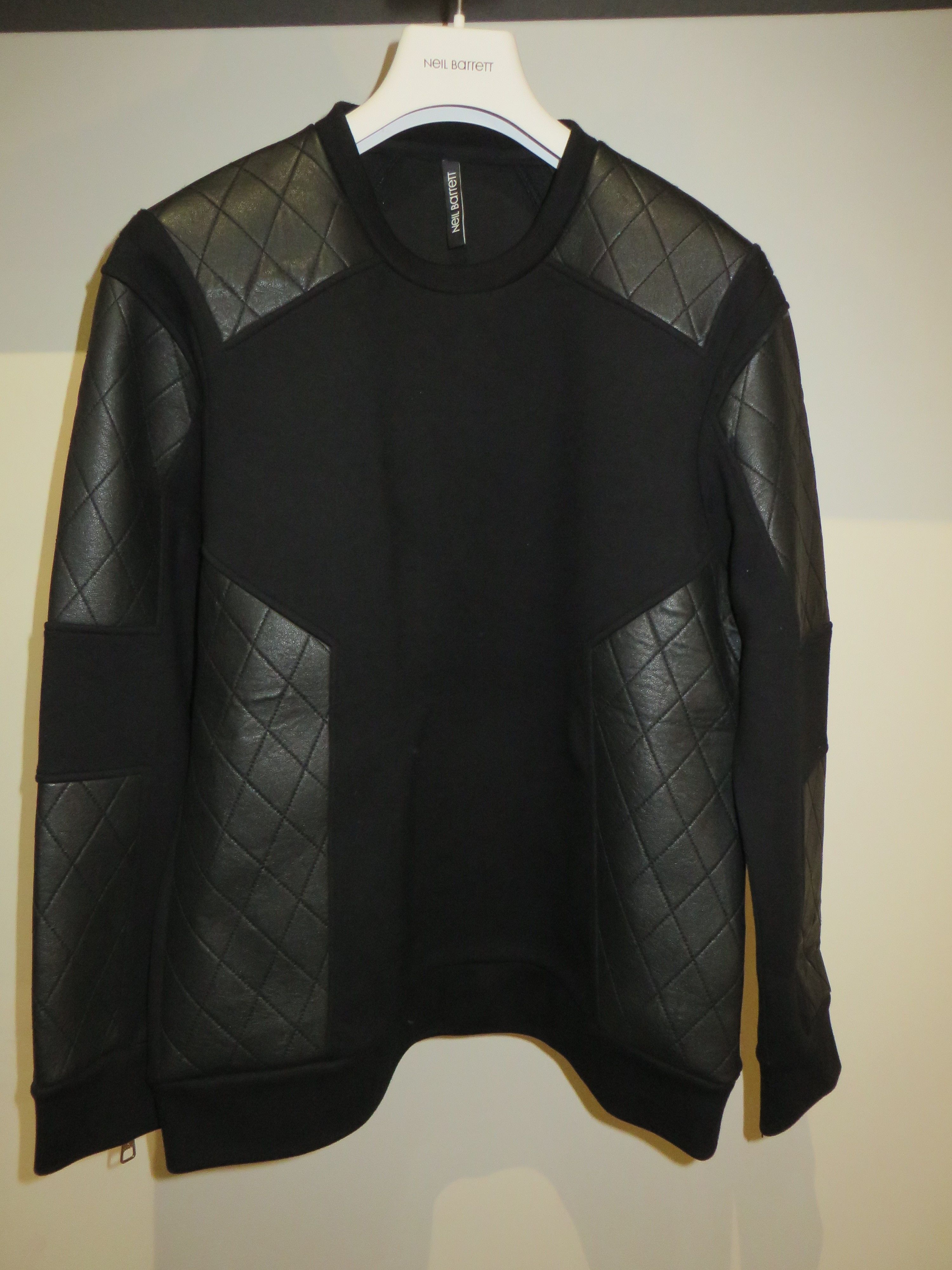 Quilted leather inserts sweatshirt