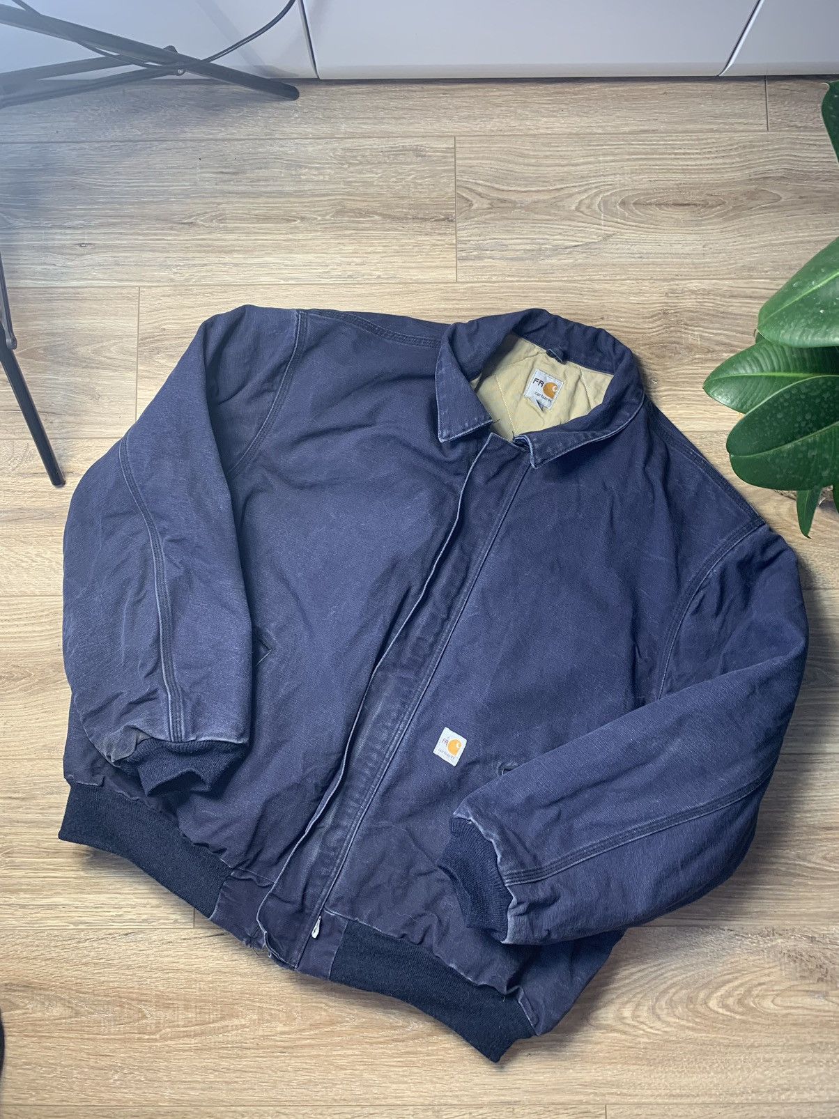 Image of Vintage Carhartt Fr Flame Resistant Jacket in Navy Blue, Men's (Size 2XL)