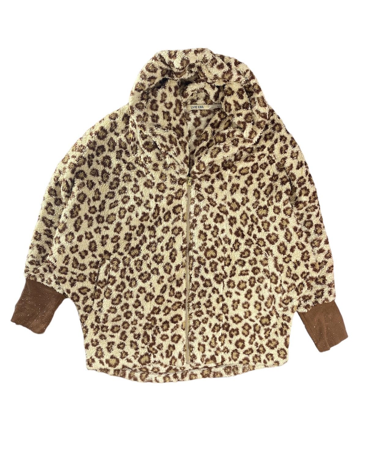 Japanese Brand × Vintage Vintage Leopard Livre Kina Fleece with Hoodie Size L Size L / US 10 / IT 46 - 1 Thumbnail