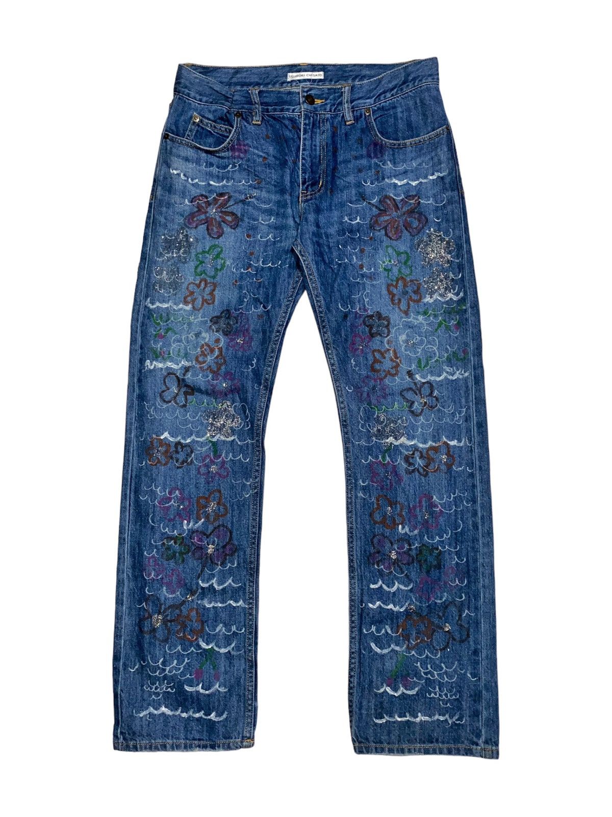 image of Aw2011 Tsumori Chisato By Issey Miyake Painted Denim Pants, Men's (Size 32)