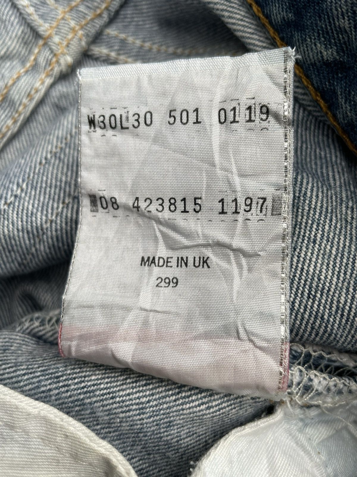 Levi's Vintage 1997 Levis 501 e UK Distressed Denim Size US 30 / EU 46 - 16 Thumbnail