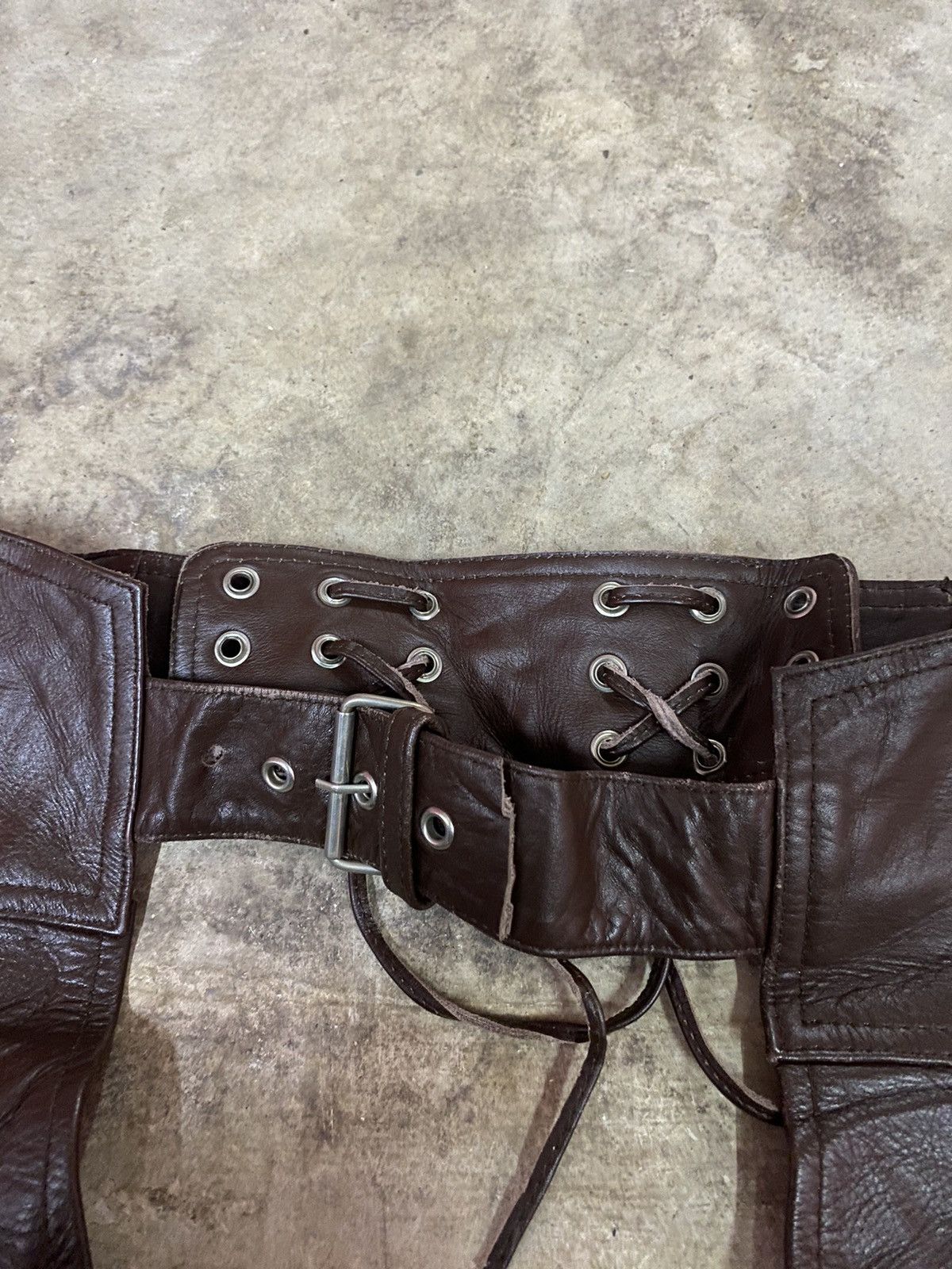 Harley Davidson × If Six Was Nine × Wings + Horns Horn Work Motorcyle Leather Pants Size US 33 - 3 Thumbnail