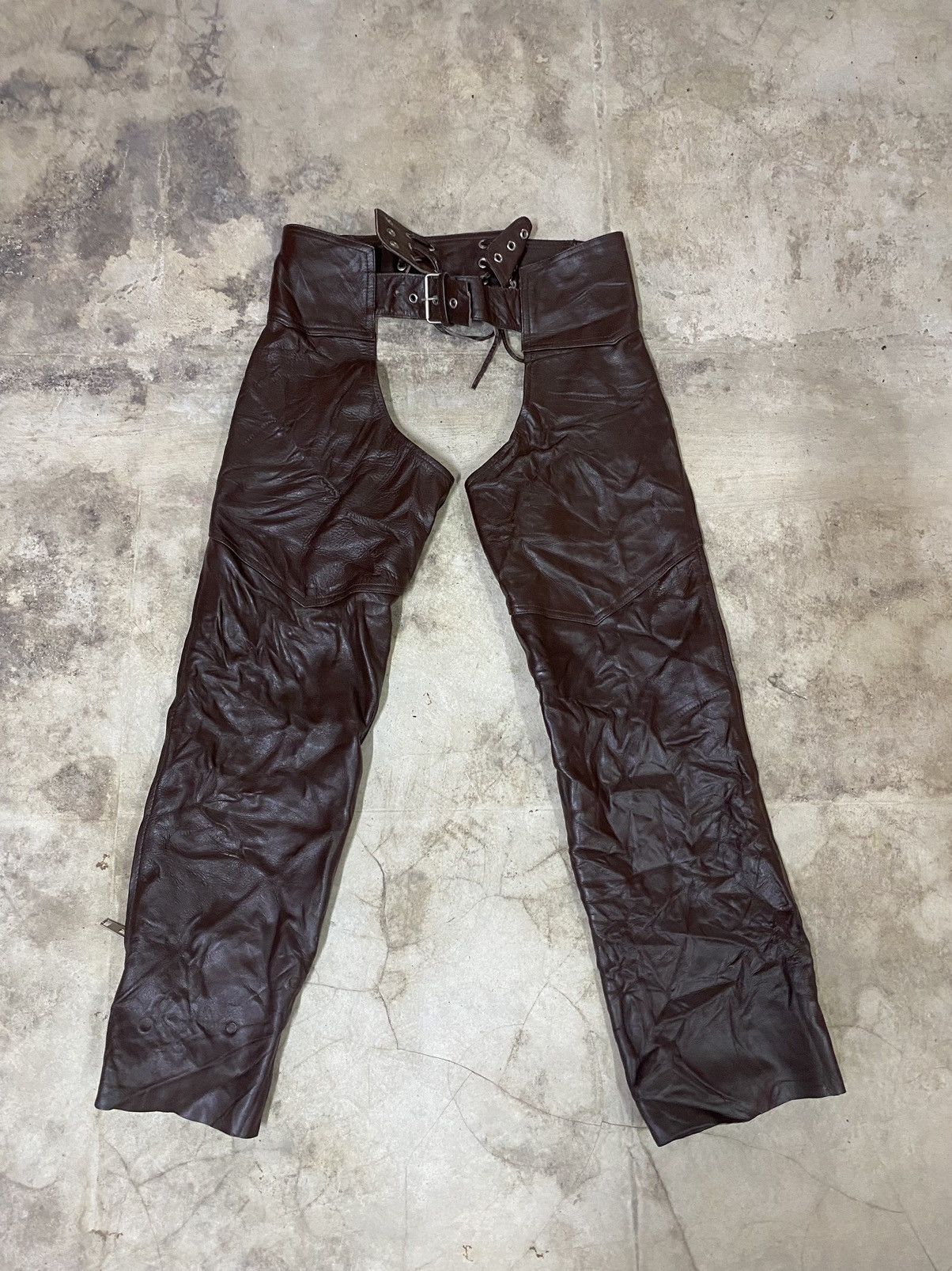Harley Davidson × If Six Was Nine × Wings + Horns Horn Work Motorcyle Leather Pants Size US 33 - 1 Thumbnail