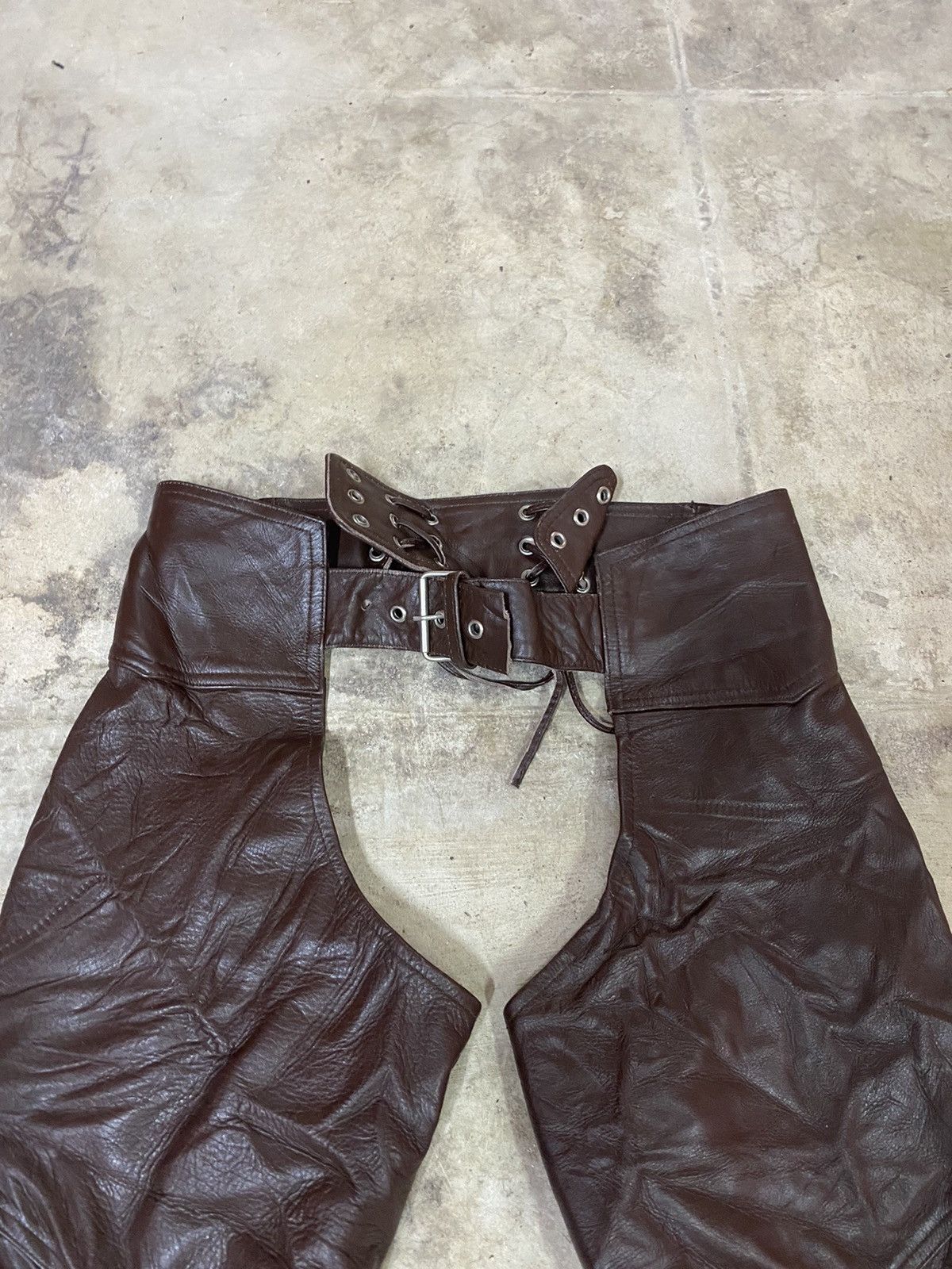 Harley Davidson × If Six Was Nine × Wings + Horns Horn Work Motorcyle Leather Pants Size US 33 - 2 Thumbnail