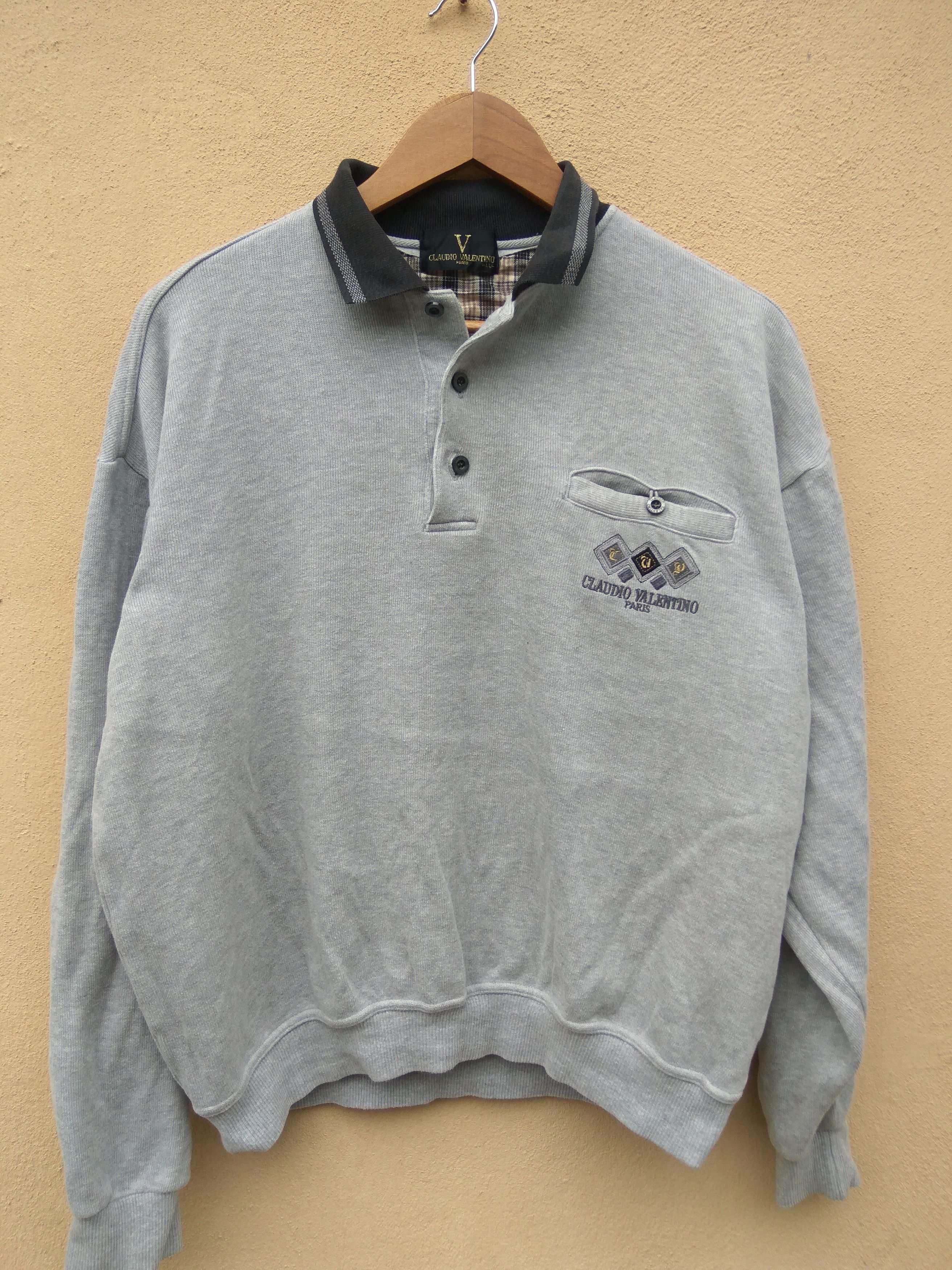 Designer × Valentino Best offer!! Claudio Valentino small logo collar sweatshirt Size US L / EU 52-54 / 3 - 1 Thumbnail
