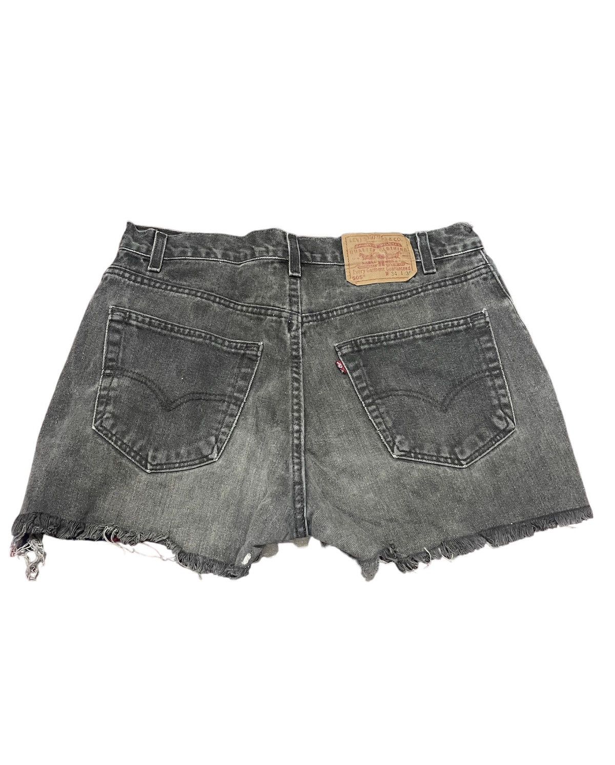 image of Levis 505 Cropped Jeans Distress in Black, Men's (Size 33)