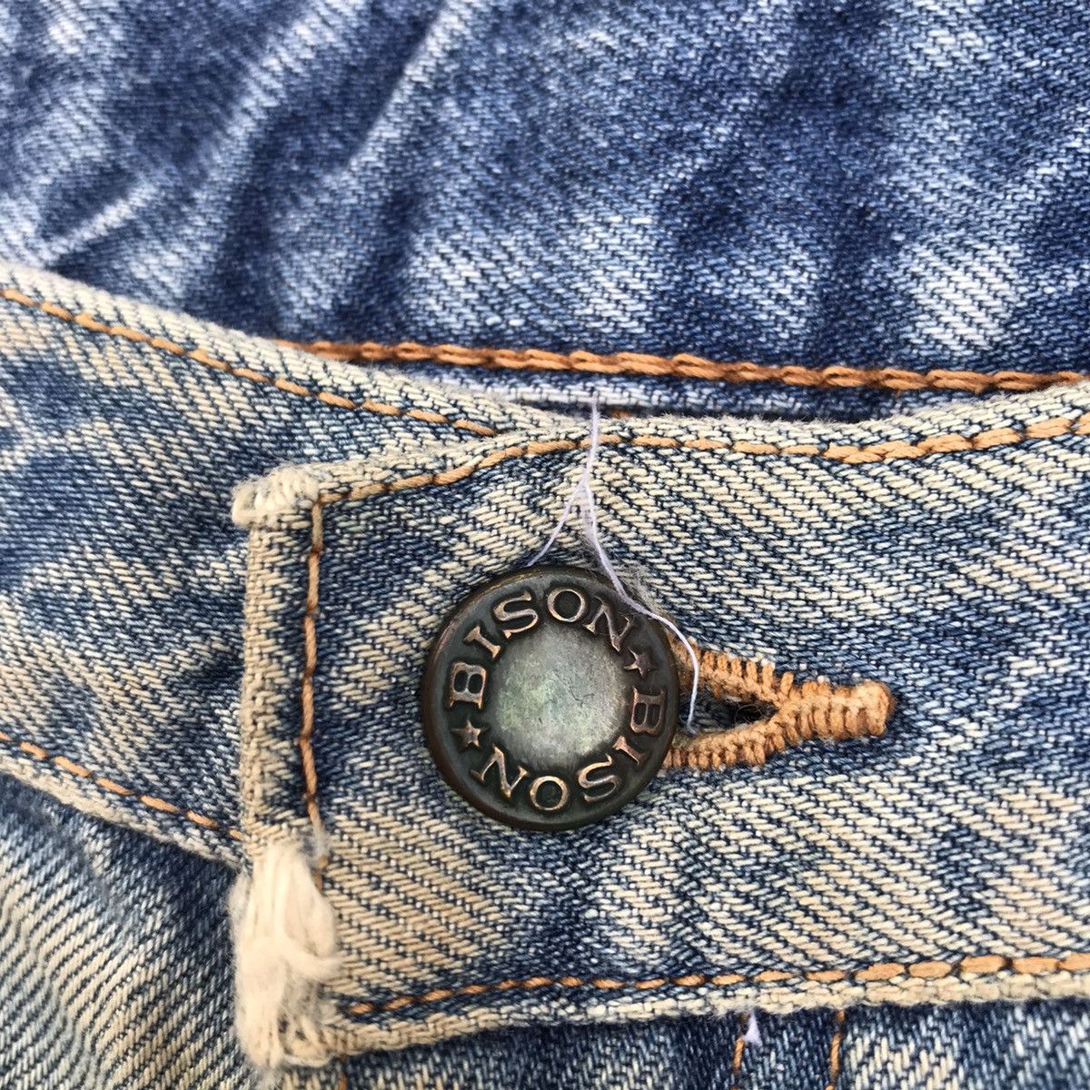 Japanese Brand Vintage Bison Distressed Denim Blue Wash Jeans Pants Size US 29 - 10 Thumbnail