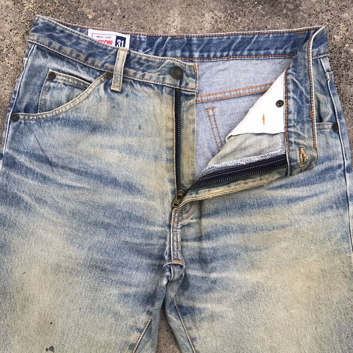 Japanese Brand Vintage Bison Distressed Denim Blue Wash Jeans Pants Size US 29 - 11 Thumbnail
