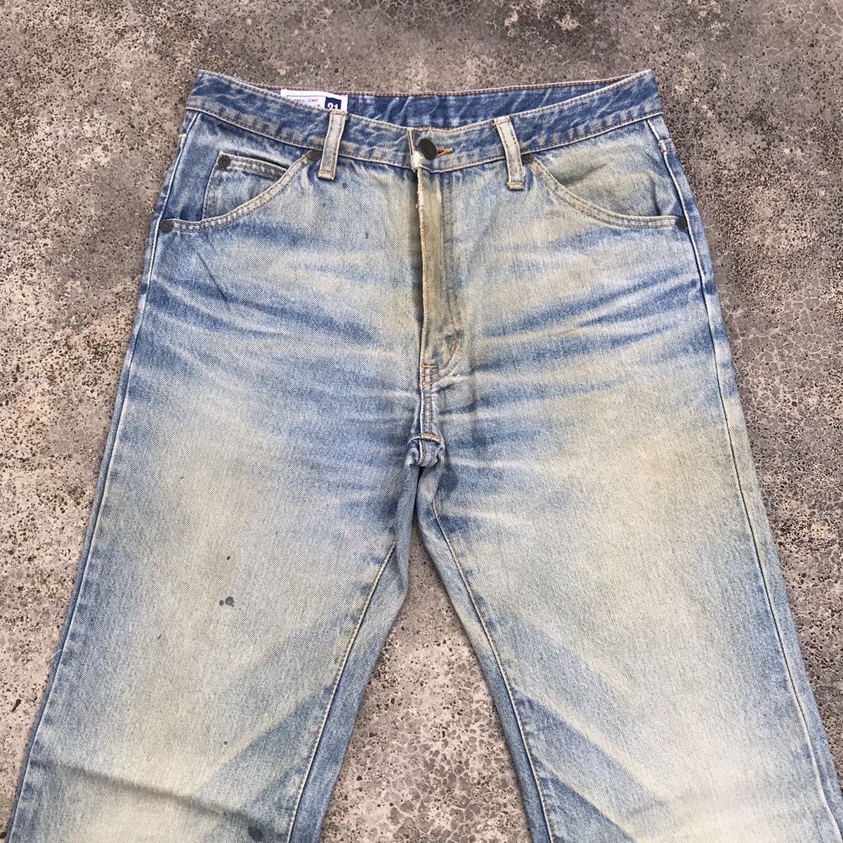 Japanese Brand Vintage Bison Distressed Denim Blue Wash Jeans Pants Size US 29 - 2 Thumbnail