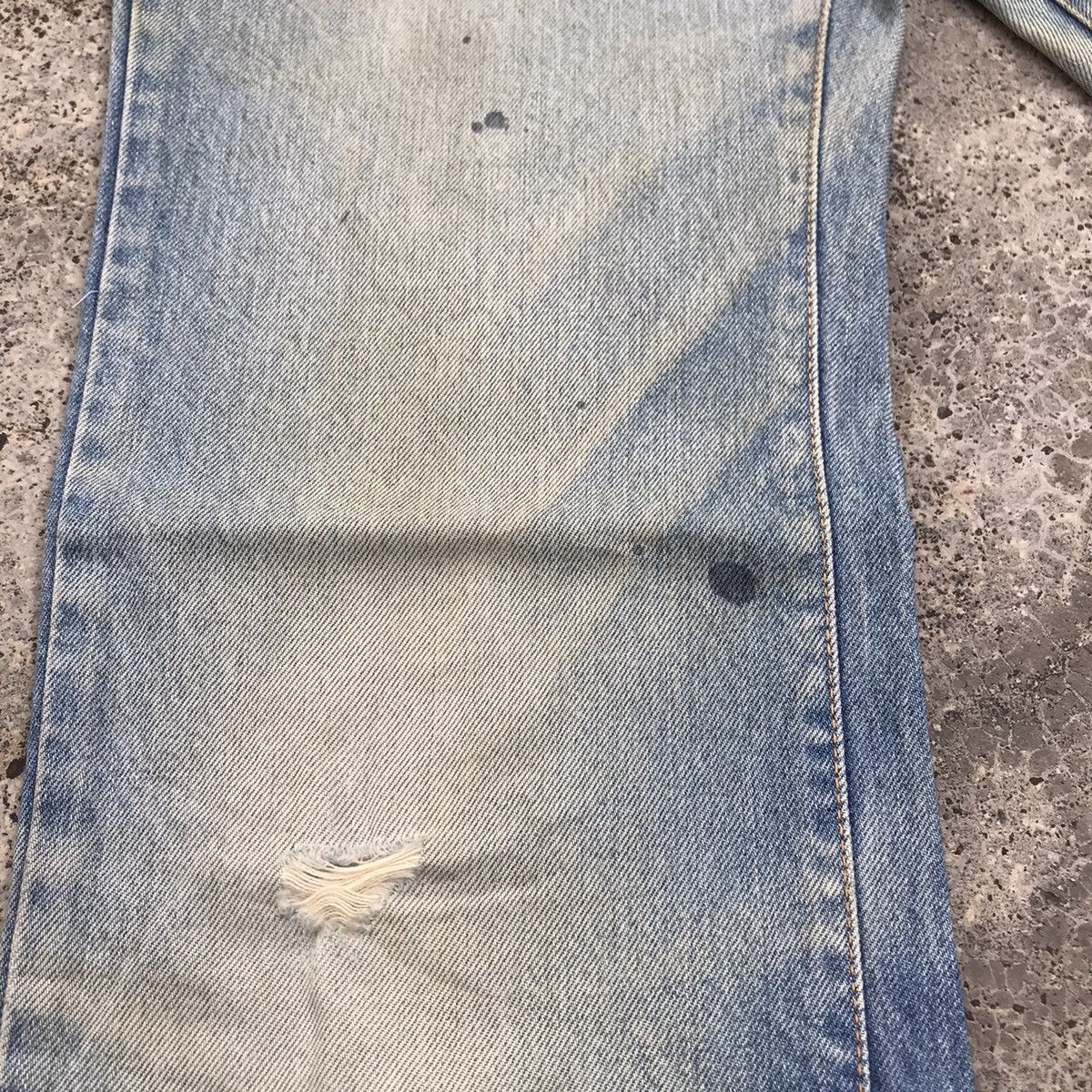 Japanese Brand Vintage Bison Distressed Denim Blue Wash Jeans Pants Size US 29 - 4 Thumbnail