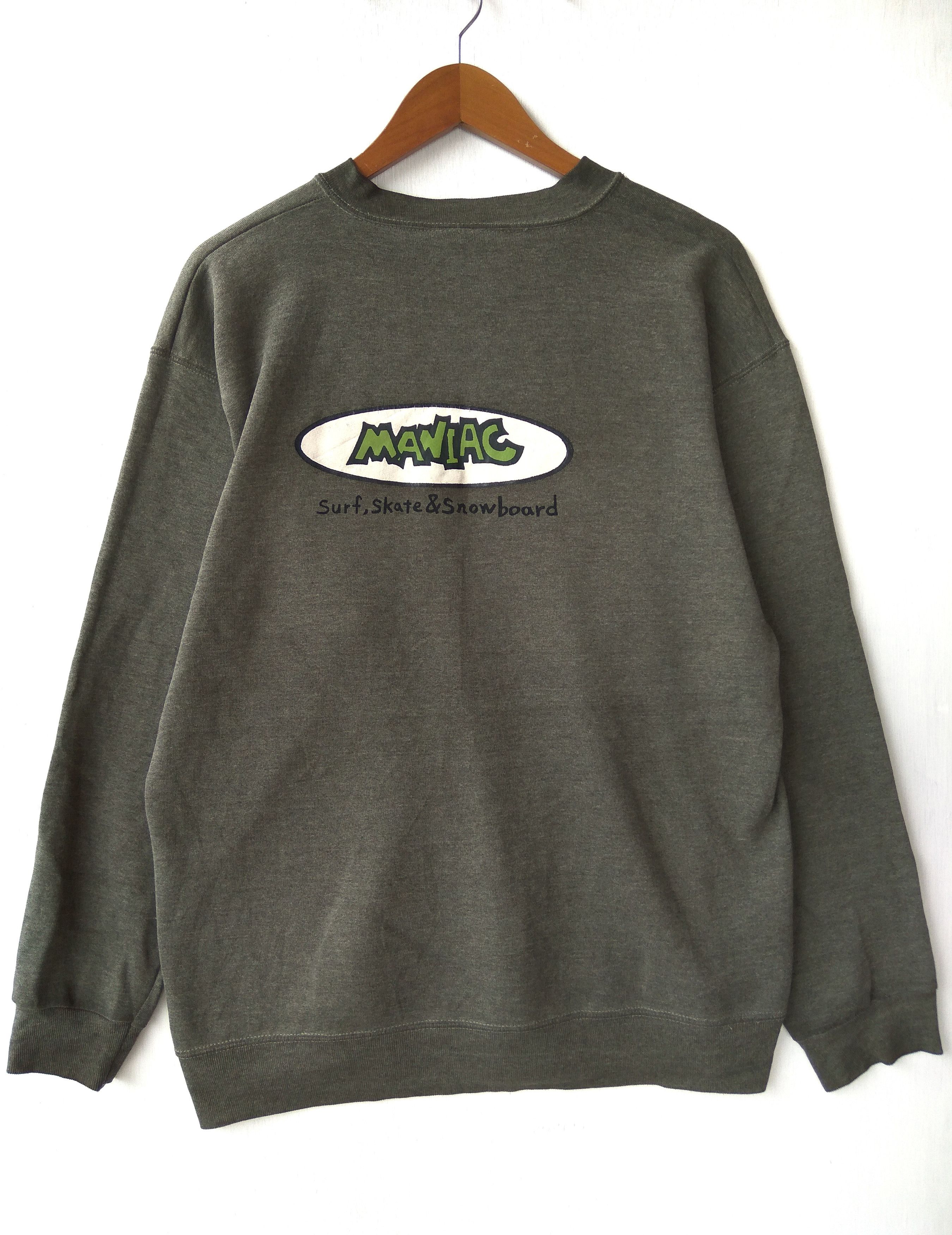 Vintage 🔥 Vintage 80s Vtg Maniac Sweatshirt Surf Skate Size US L / EU 52-54 / 3 - 1 Thumbnail