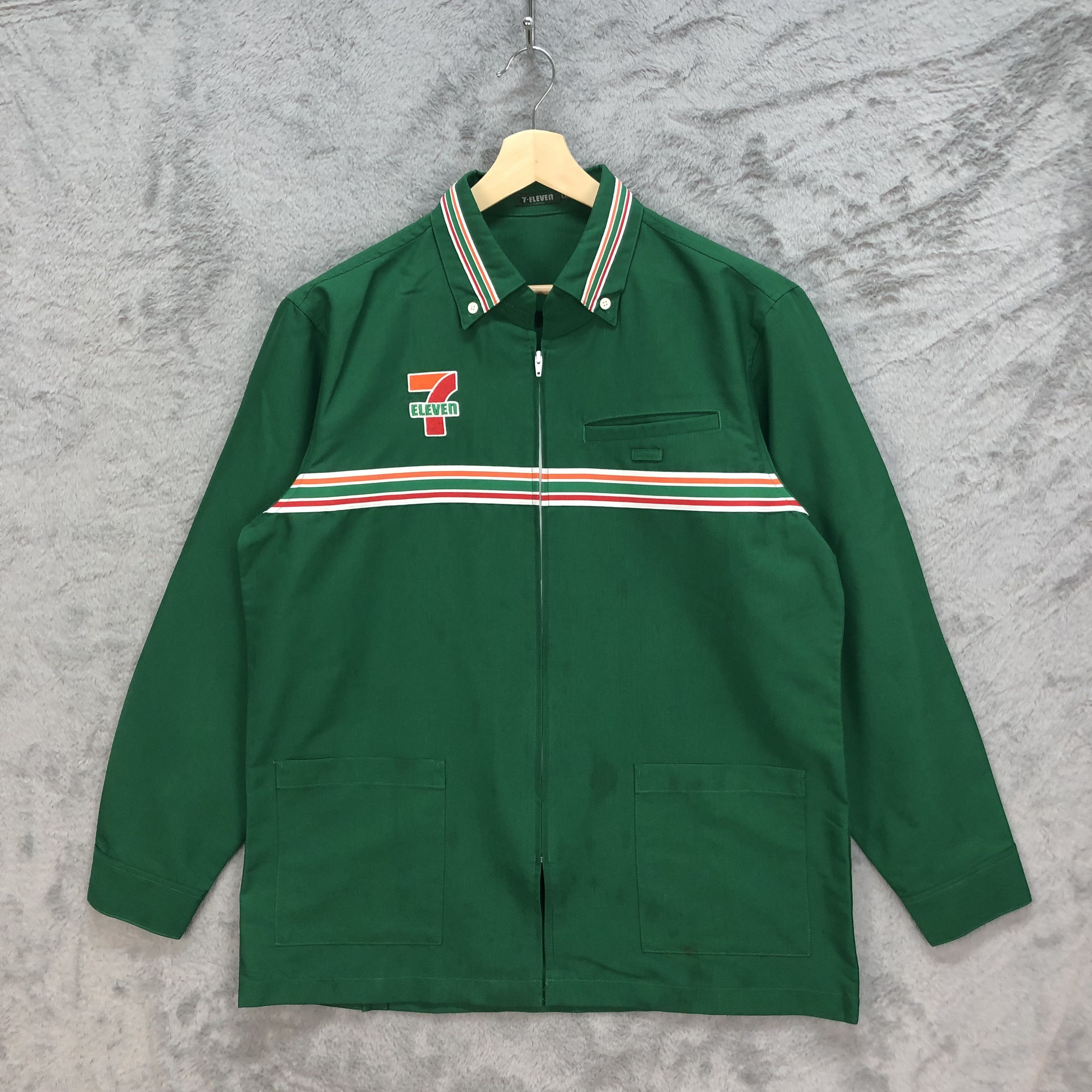 image of Vintage x Workers 7 Eleven Uniform Jacket Long Sleeve Green 6059-219, Men's (Size Large)