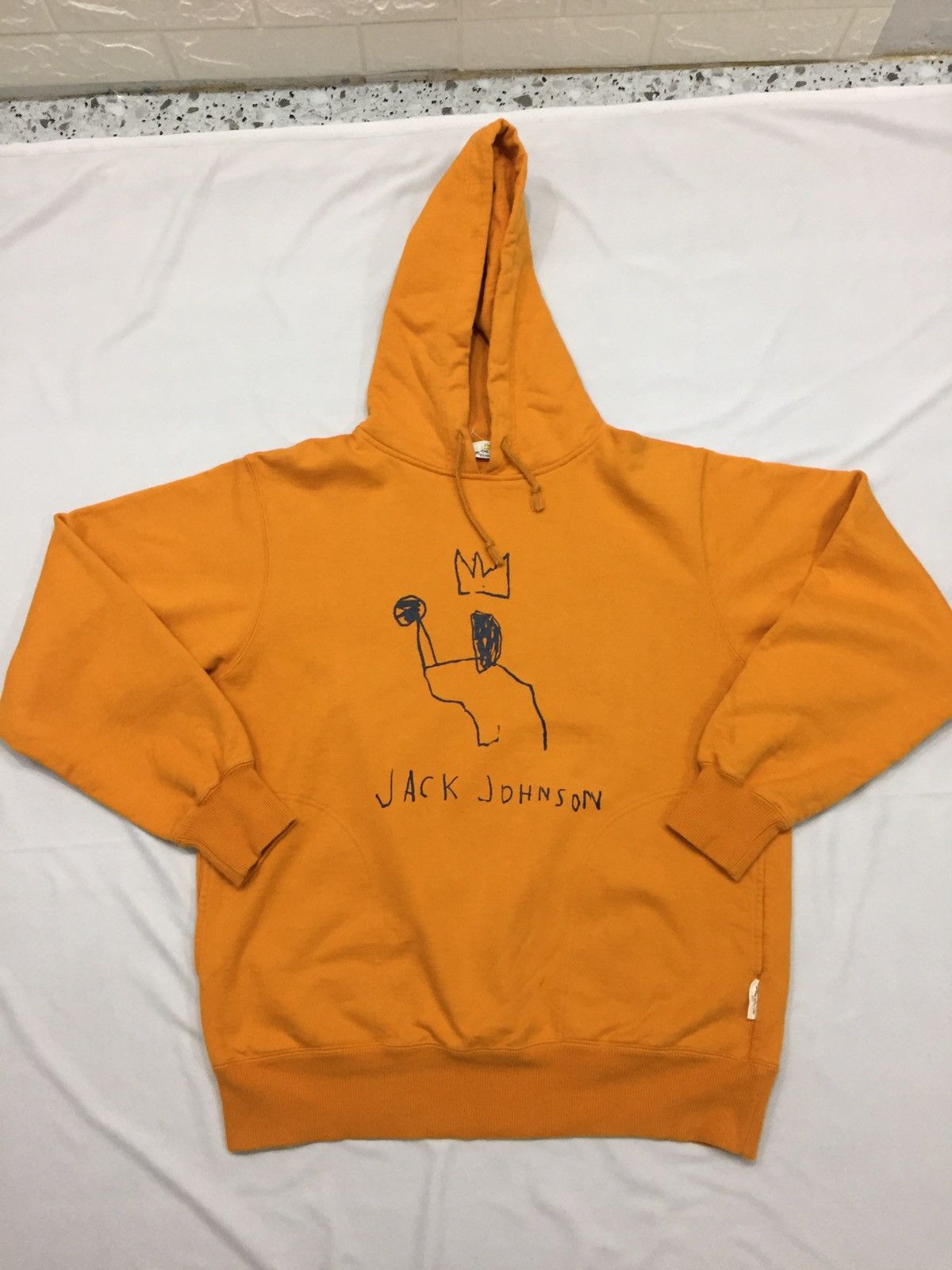 image of Jean Michel Basquiat Hoodie 74 in Orange, Men's (Size Medium)