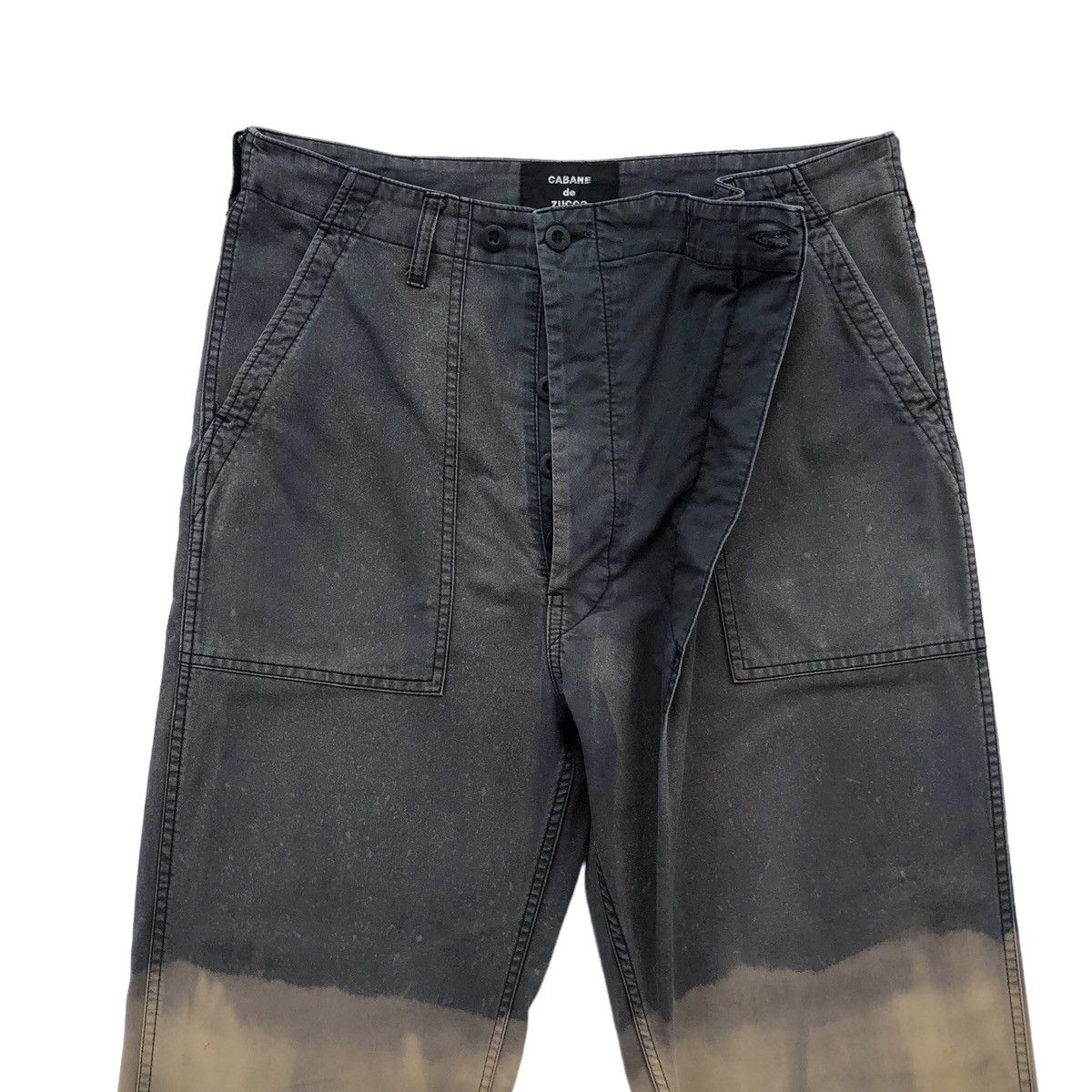 CABANE de ZUCCa 🔥Cabane de zucca Dyed Two Tone Trousers In Black Pants Size US 33 - 5 Thumbnail